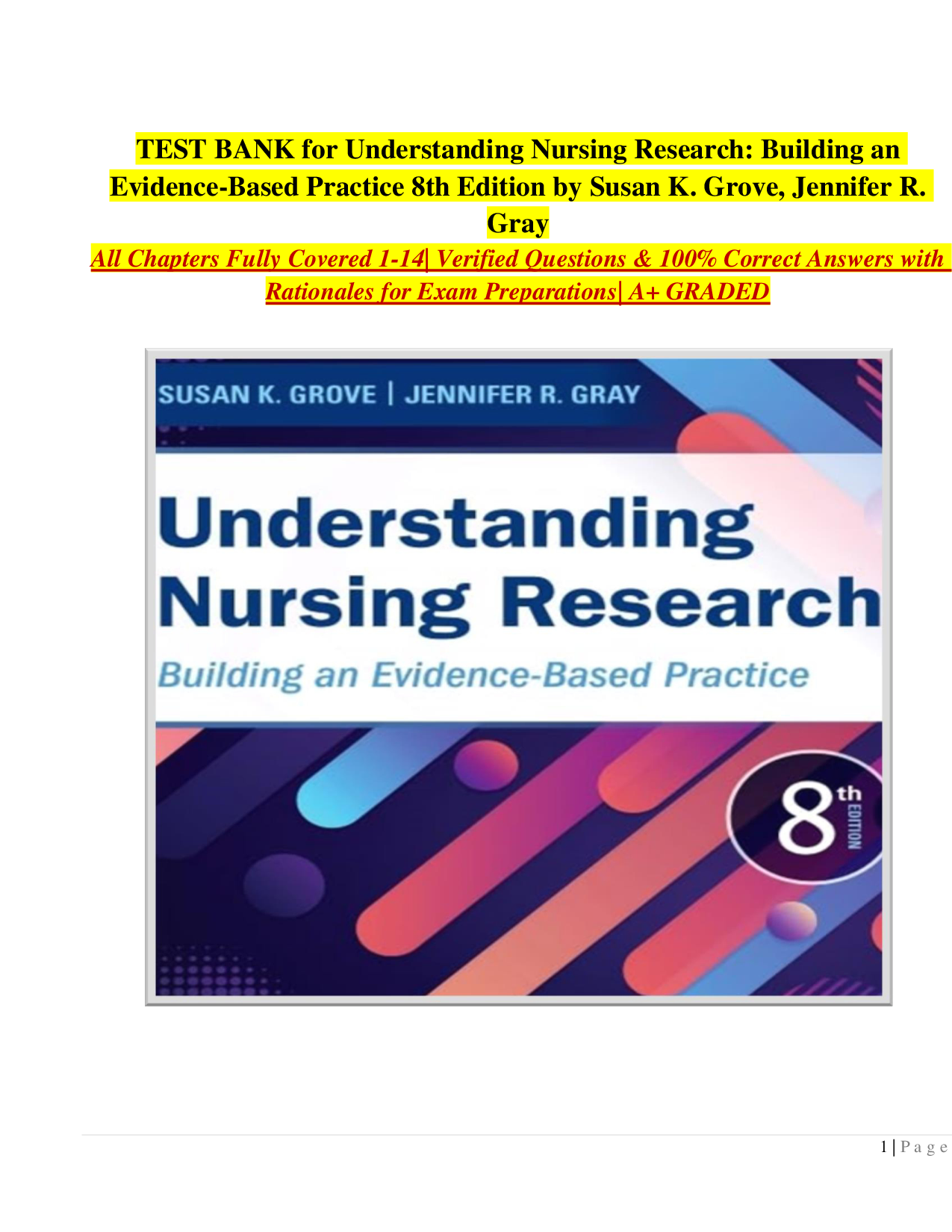 Understanding Nursing Research, 8th Edition Test Bank