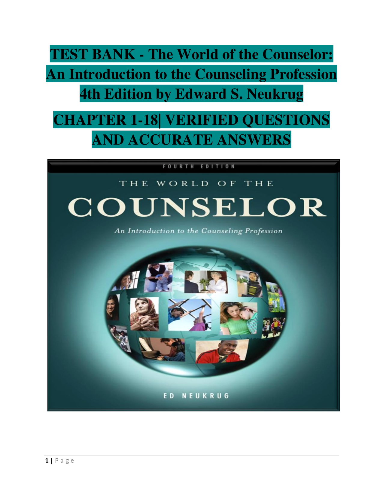 The World of the Counselor, 4th Edition Test Bank by Neukrug