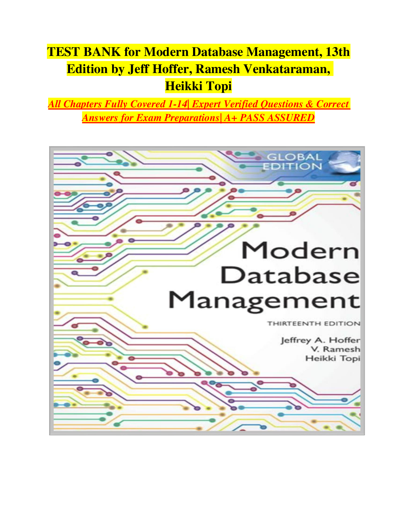 Modern Database Management, 13th Edition Test Bank