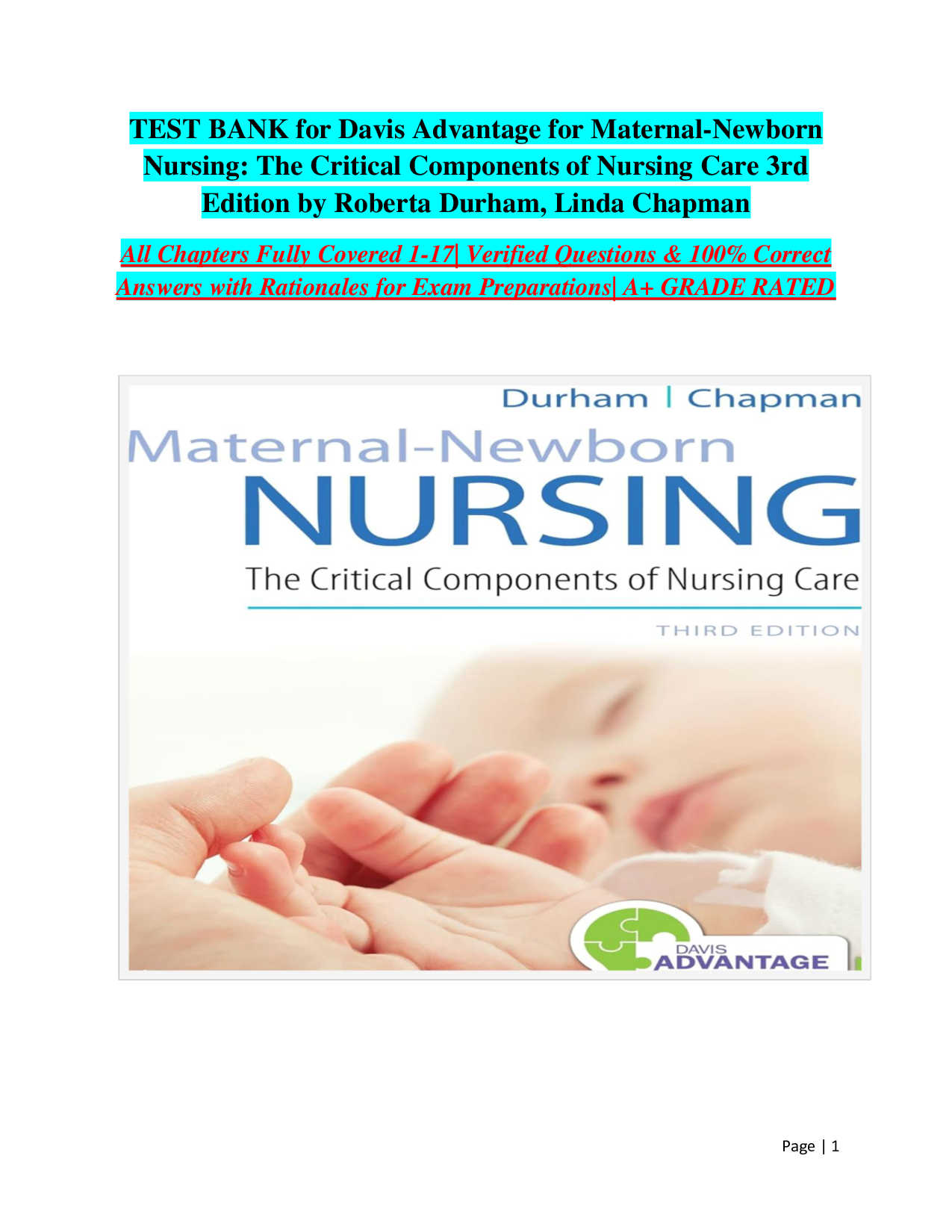 Davis Advantage for Maternal-Newborn Nursing, 3rd Edition Test Bank