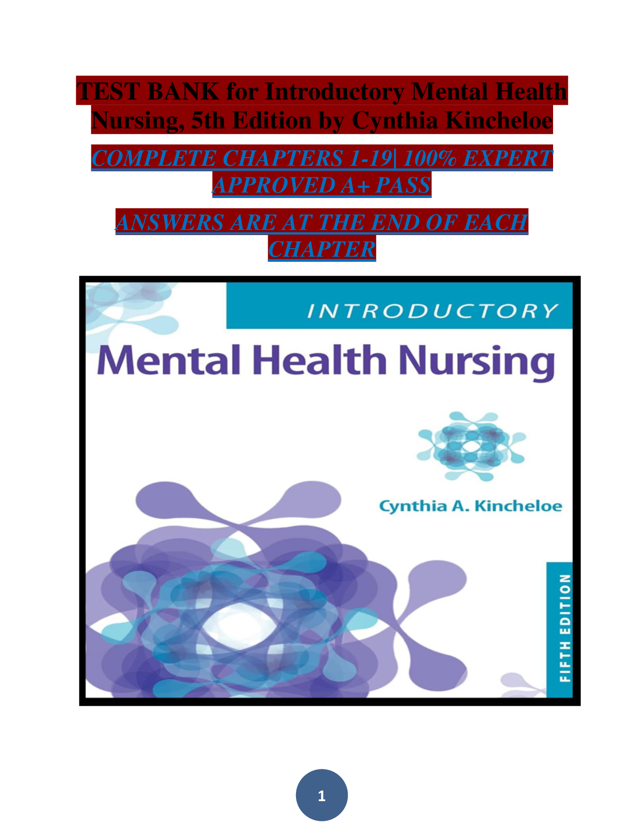 Introductory Mental Health Nursing, 5th Edition Test Bank