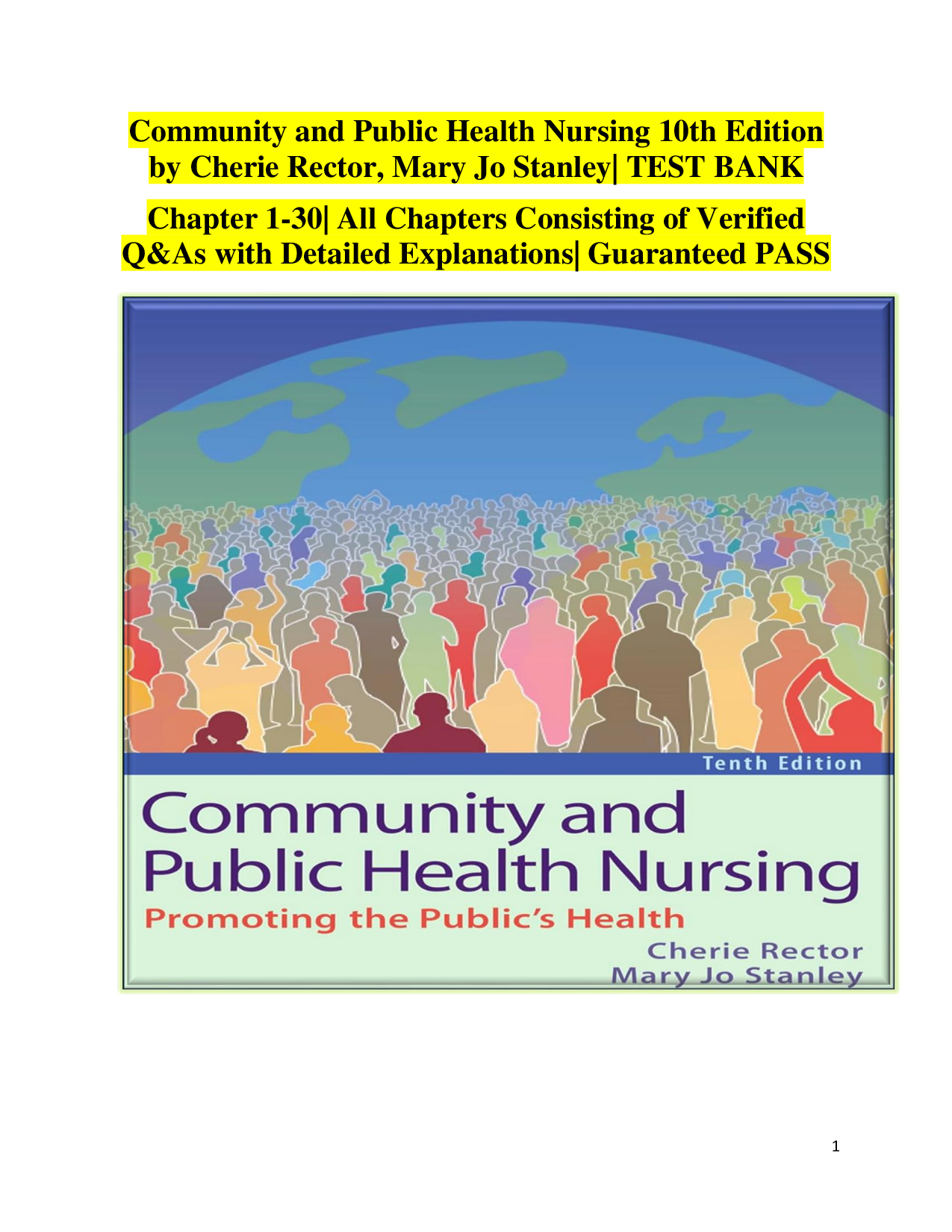 Community and Public Health Nursing, 10th Edition Test Bank