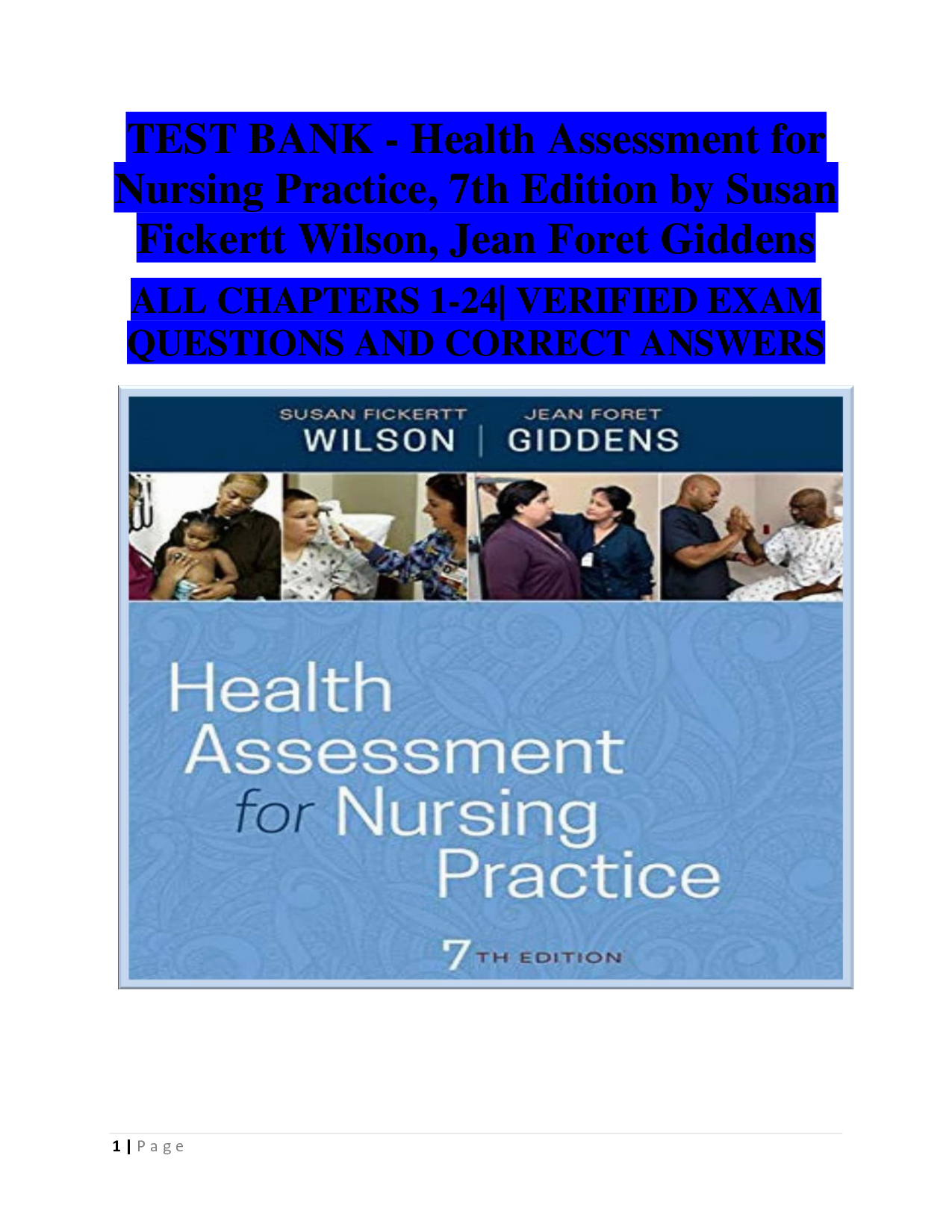 Health Assessment for Nursing Practice, 7th Edition Test Bank