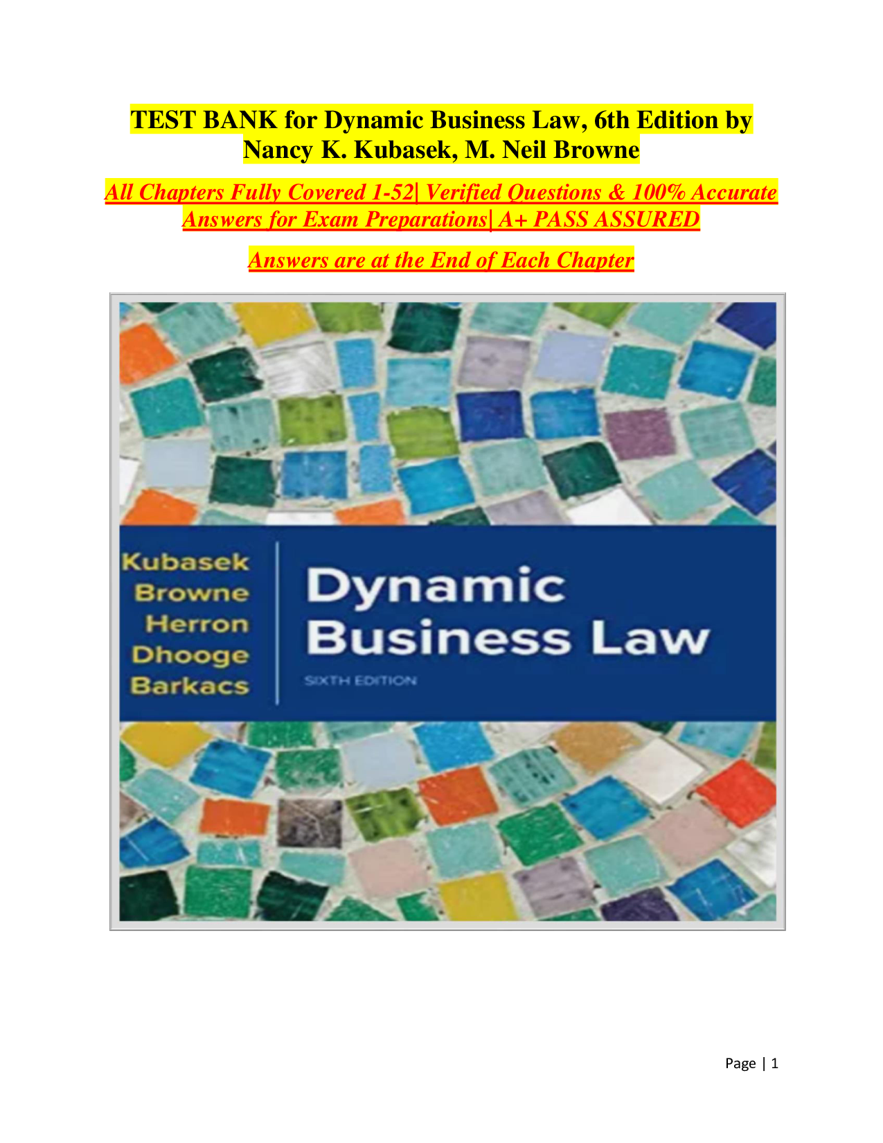 Dynamic Business Law, 6th Edition Test Bank