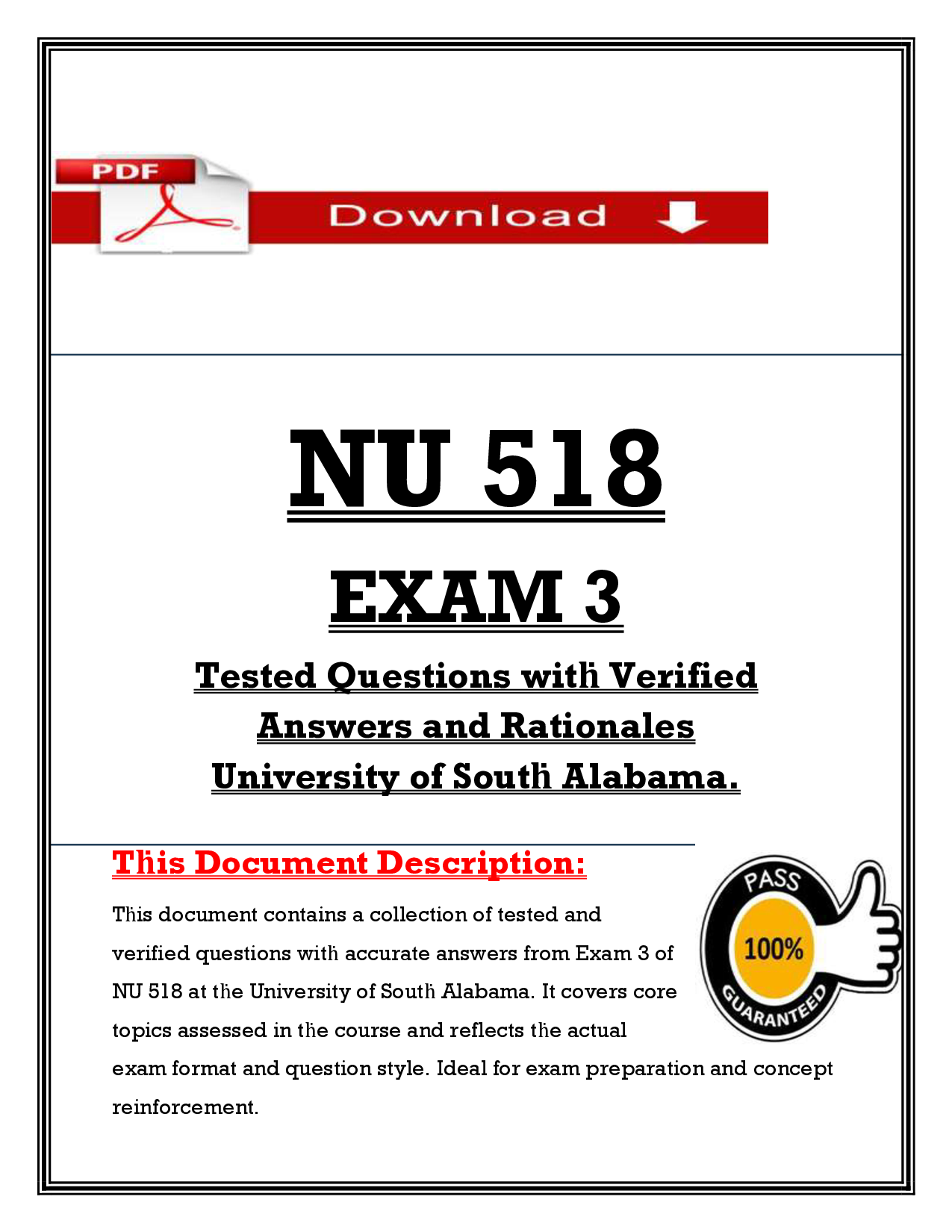 NU 518 Exam 3 Practice Questions and Rationales