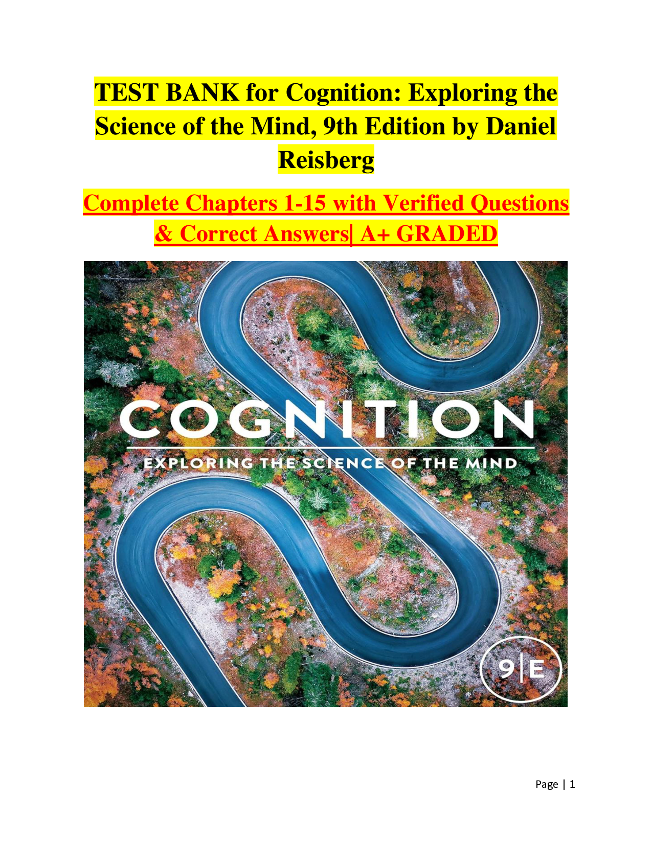 Cognition: Exploring the Science of the Mind, 9th Edition Test Bank