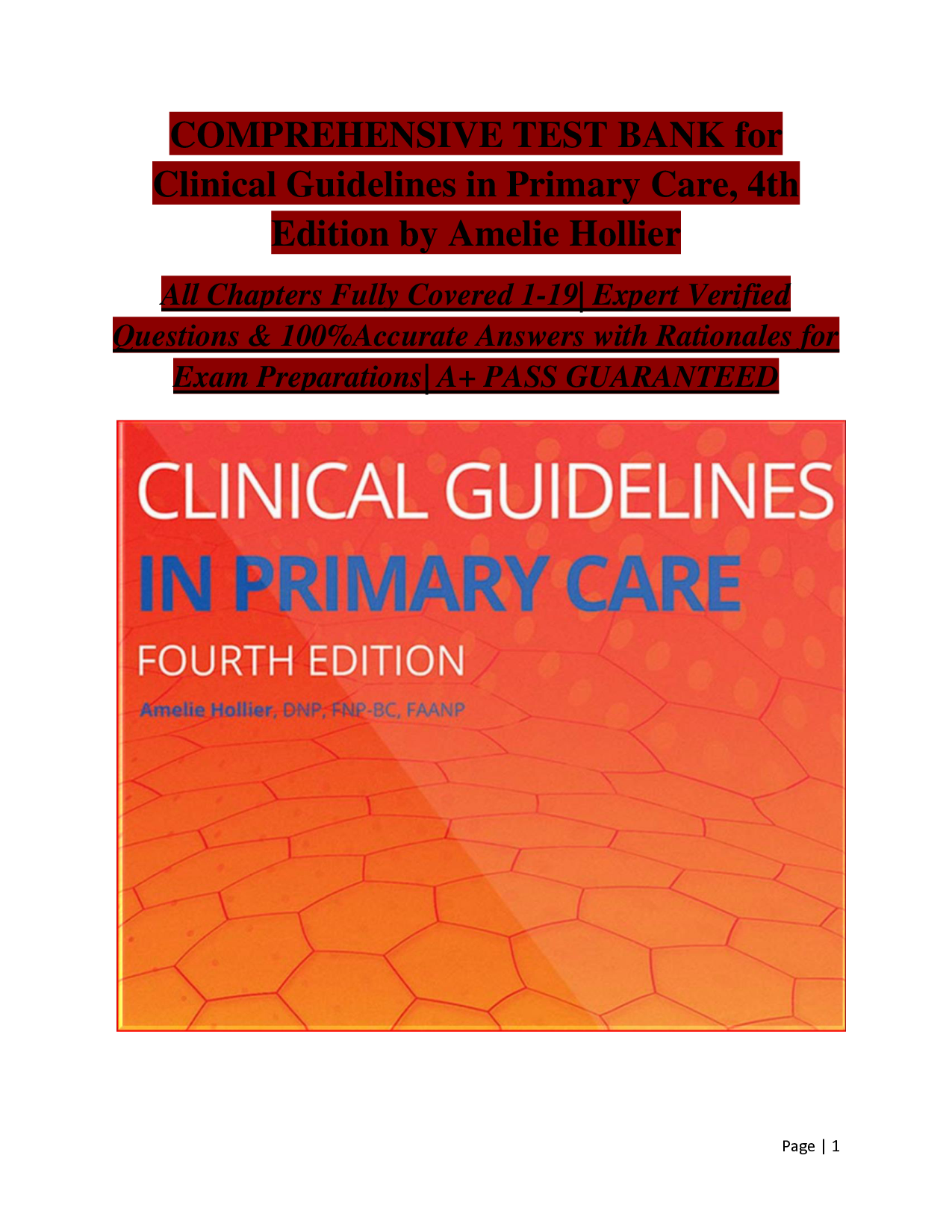 Clinical Guidelines in Primary Care, 4th Edition Test Bank
