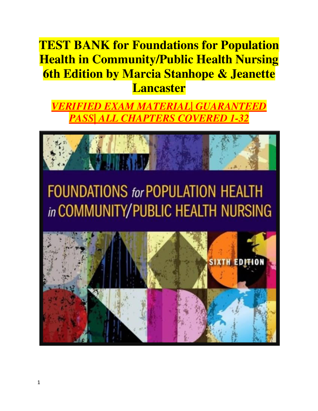 Foundations for Population Health in Community/Public Health Nursing, 6th Edition Test Bank