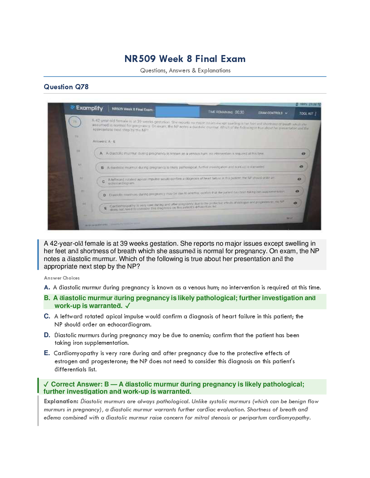 NR509 Advanced Health Assessment Final Exam Review