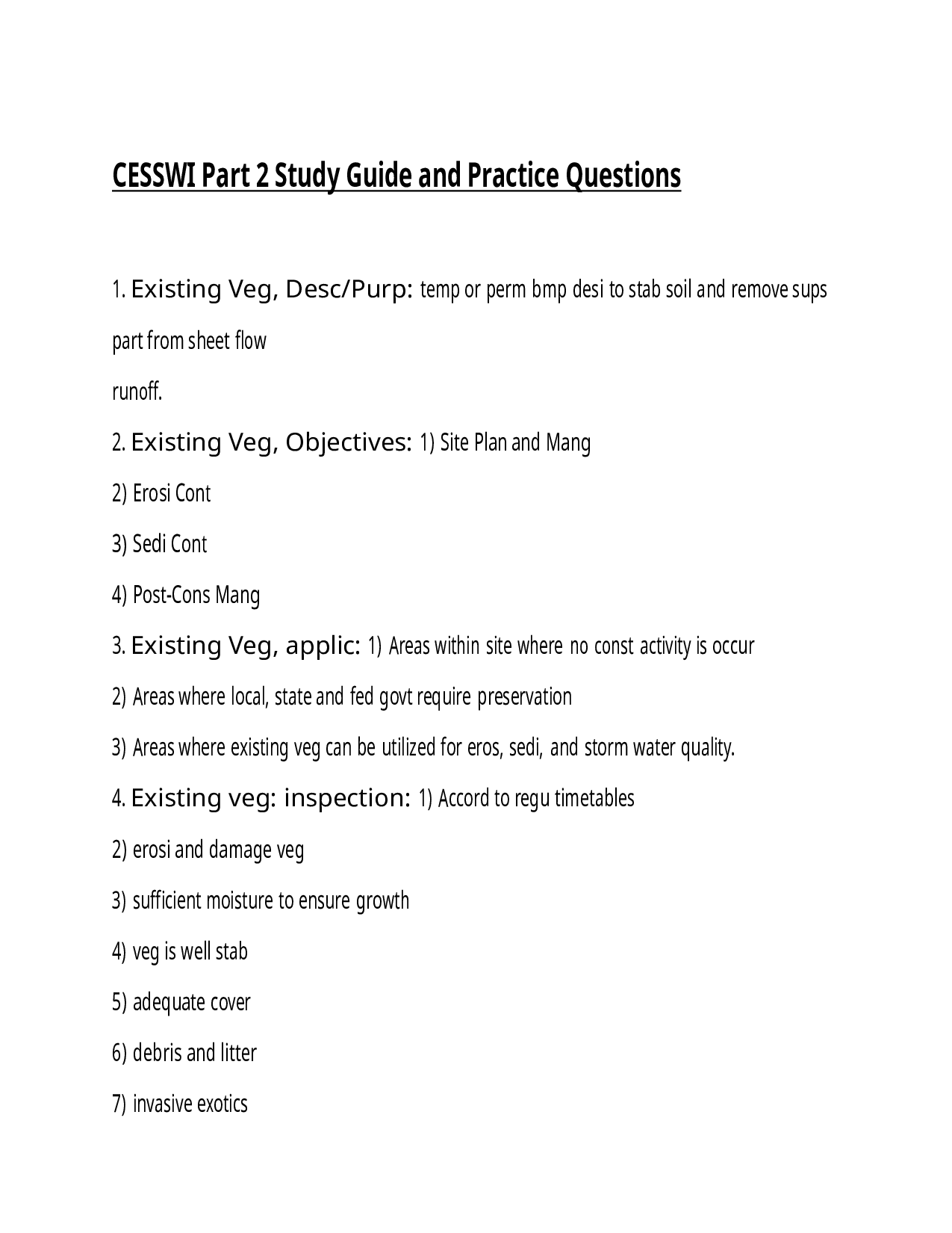 CESSWI Part 2 Study Guide and Practice Questions