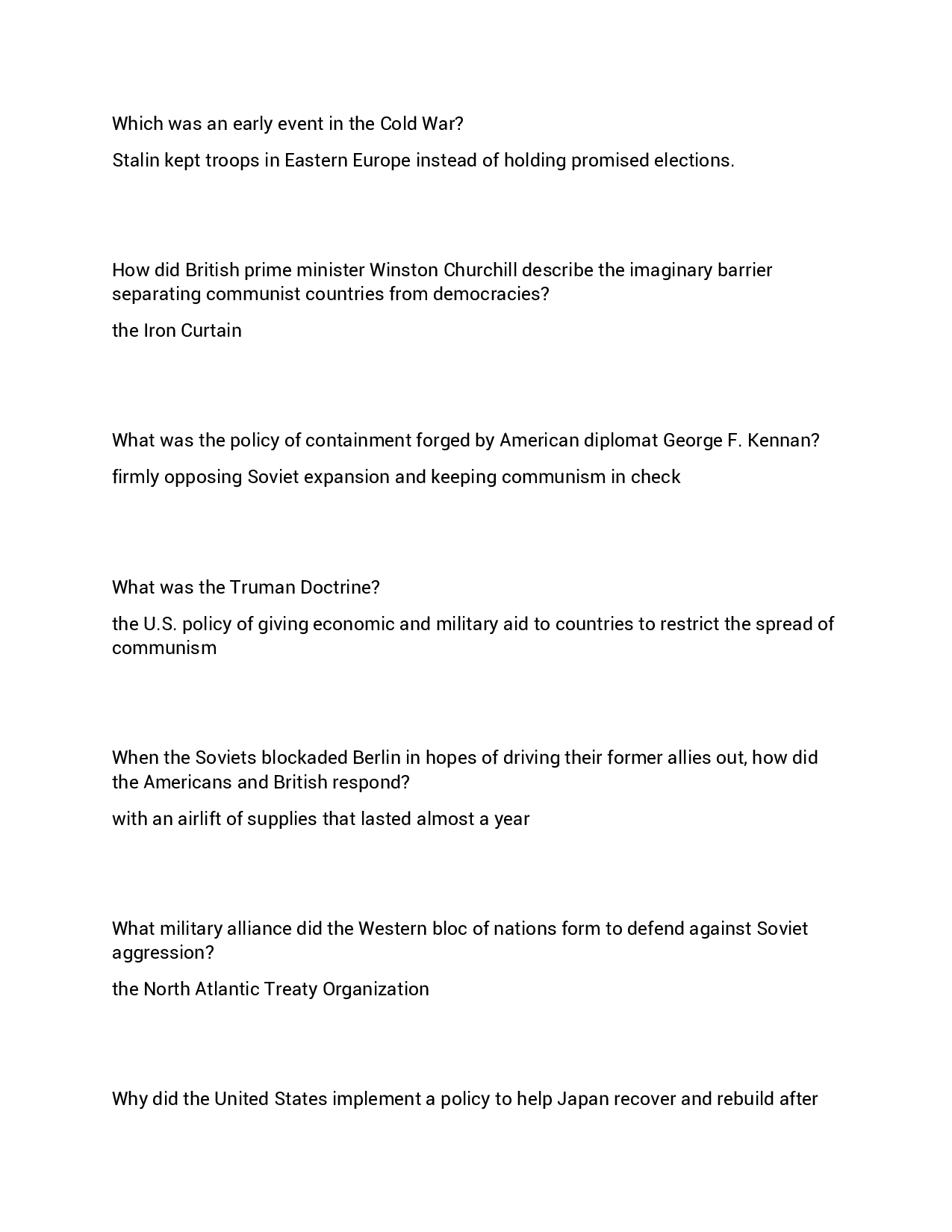 Postwar America Chapter 13 Practice Questions