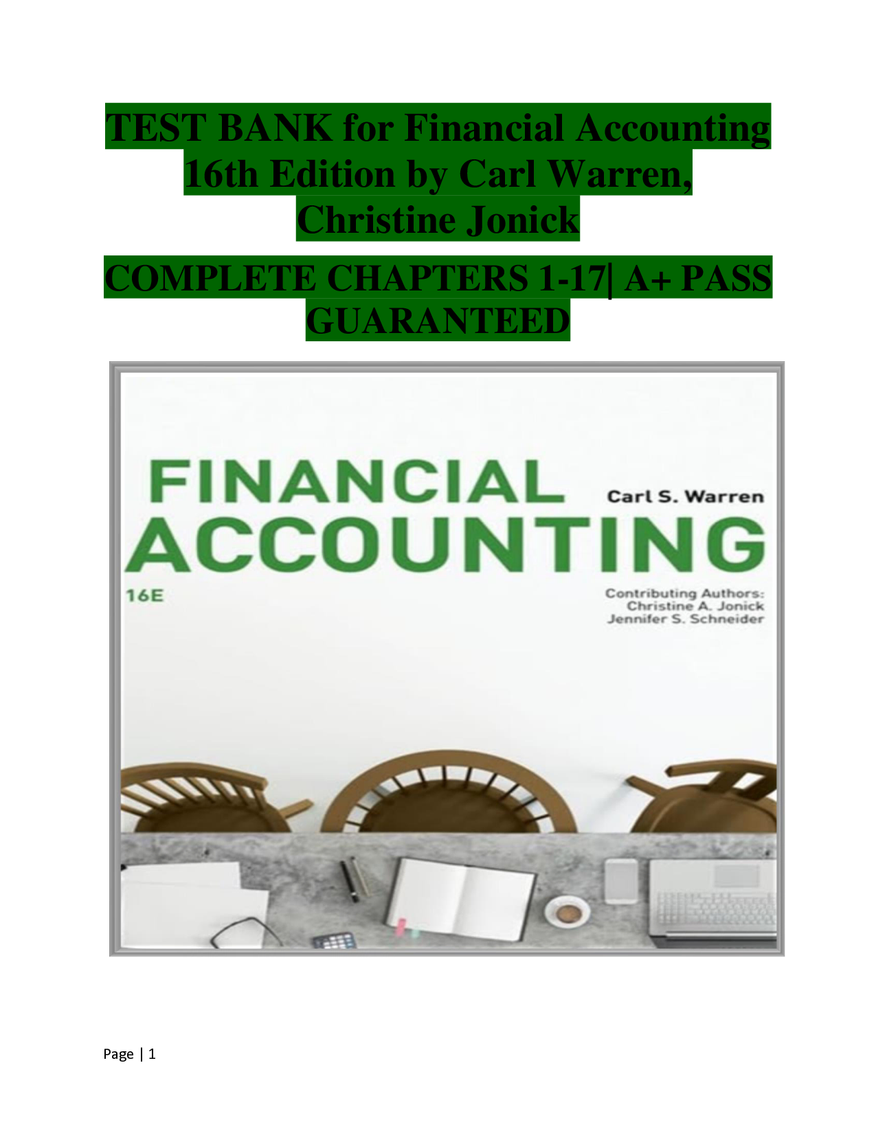 Financial Accounting, 16th Edition Test Bank by Warren and Jonick