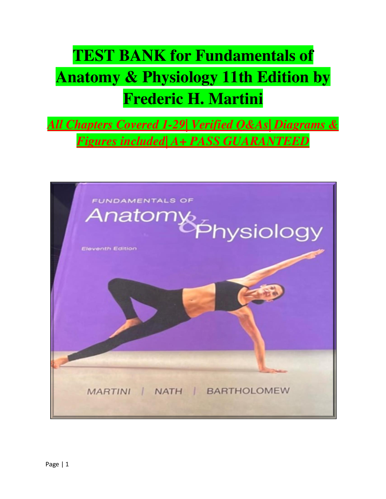 Fundamentals of Anatomy & Physiology, 11th Edition Test Bank