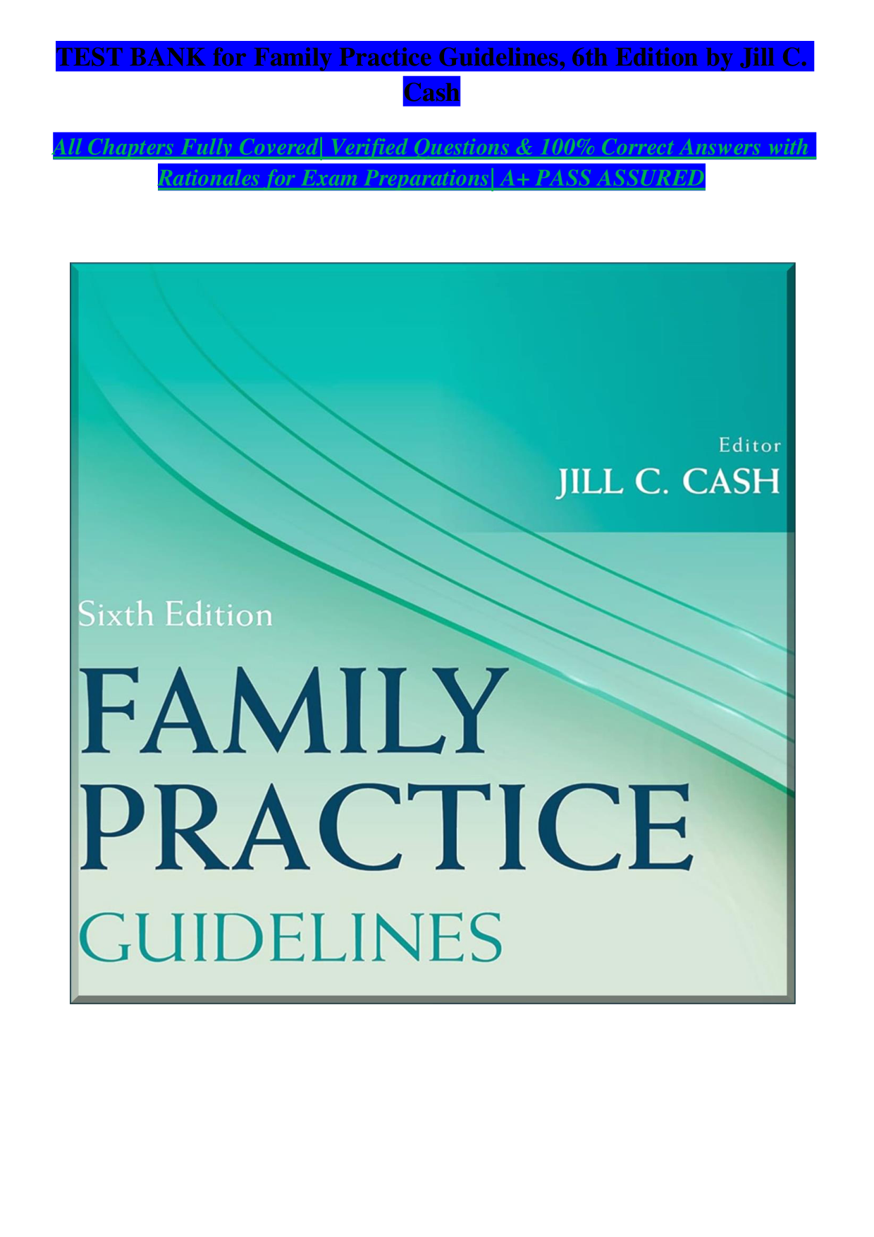 Family Practice Guidelines, 6th Edition Test Bank
