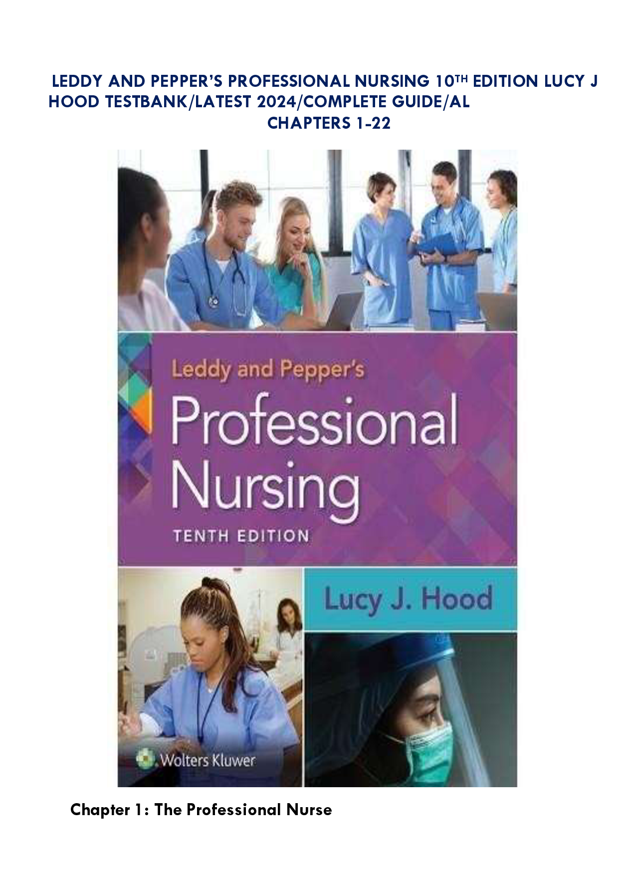 Leddy and Pepper's Professional Nursing, 10th Edition Test Bank