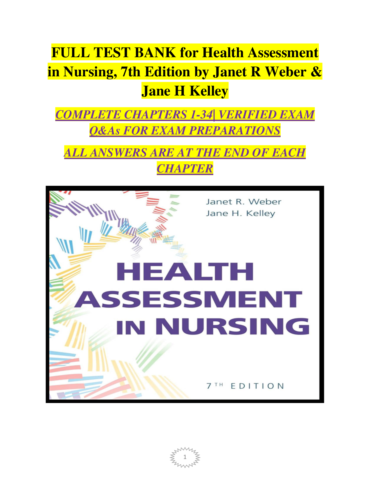 Health Assessment in Nursing, 7th Edition Test Bank