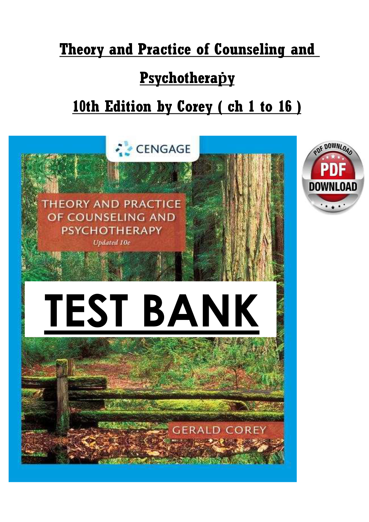 Theory and Practice of Counseling and Psychotherapy, 10th Edition Test Bank
