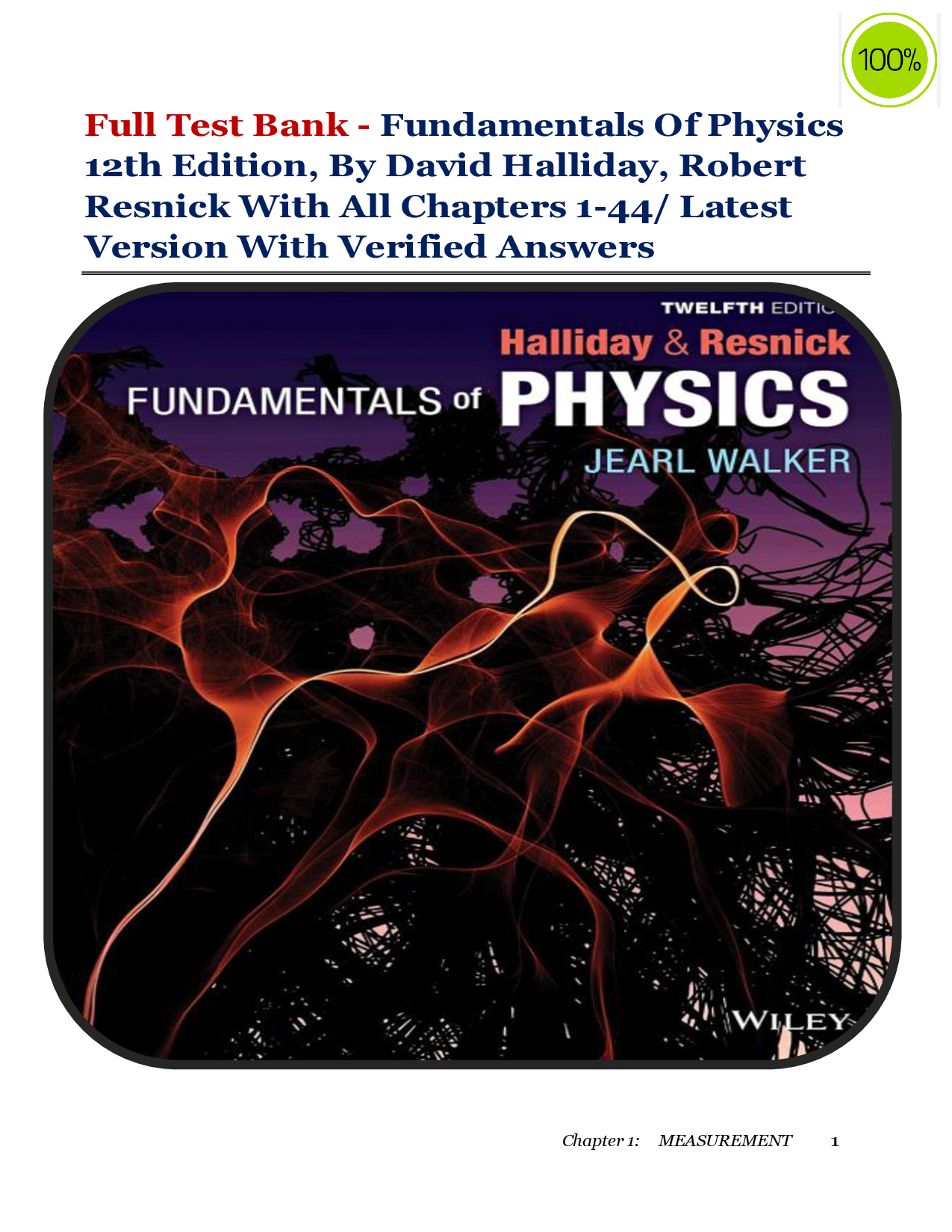 Fundamentals of Physics, 12th Edition Test Bank