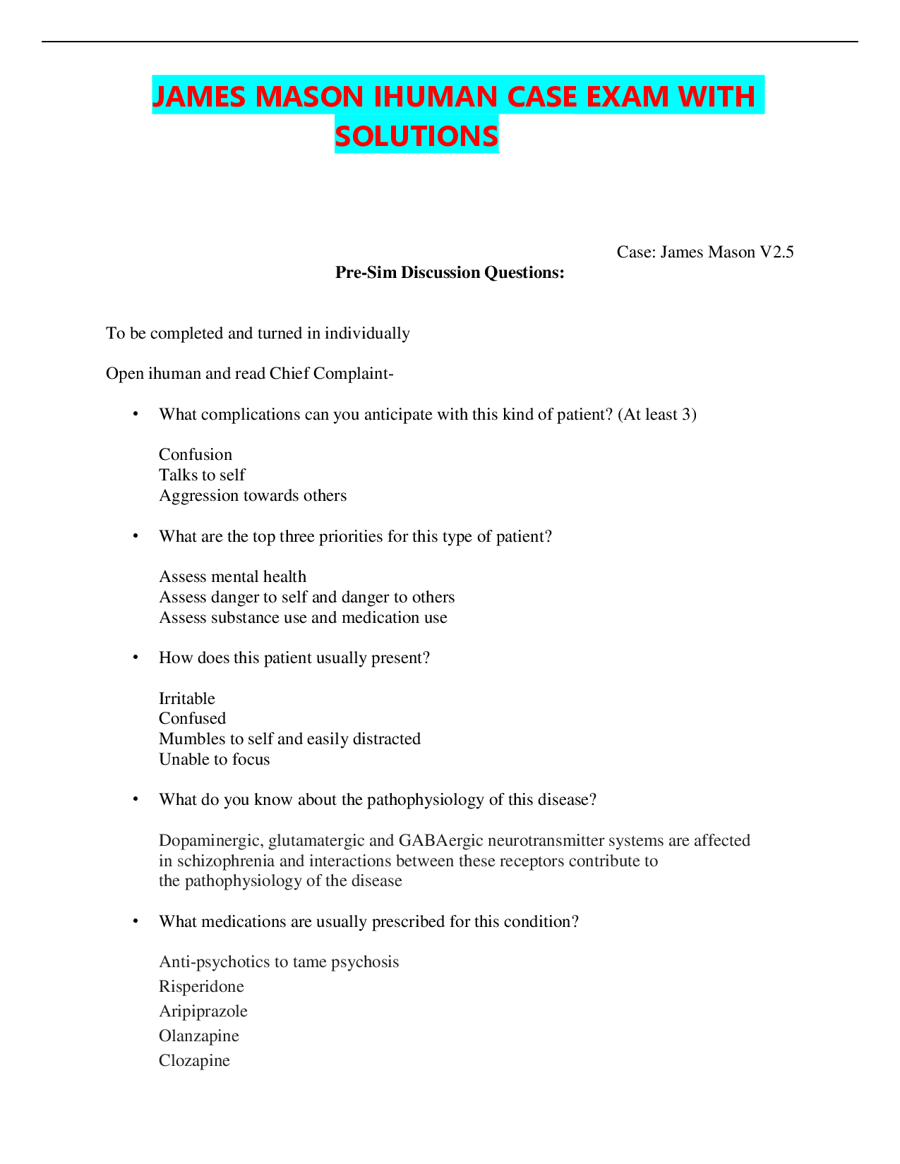 James Mason iHuman Case Study with Solutions