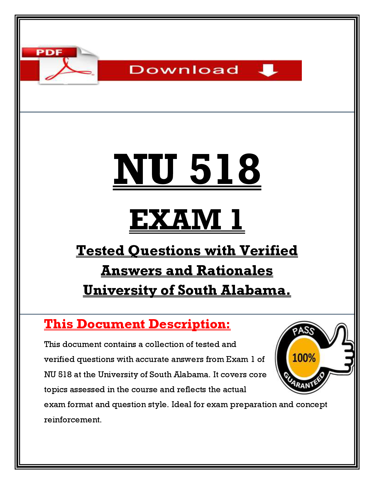 NU 518 Advanced Nursing Assessment Exam 1 Practice Questions