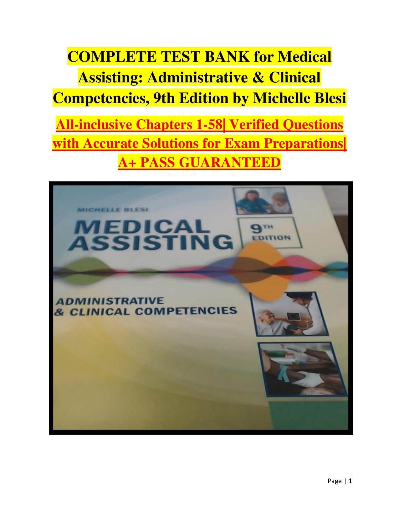 Medical Assisting: Administrative & Clinical Competencies, 9th Edition Test Bank