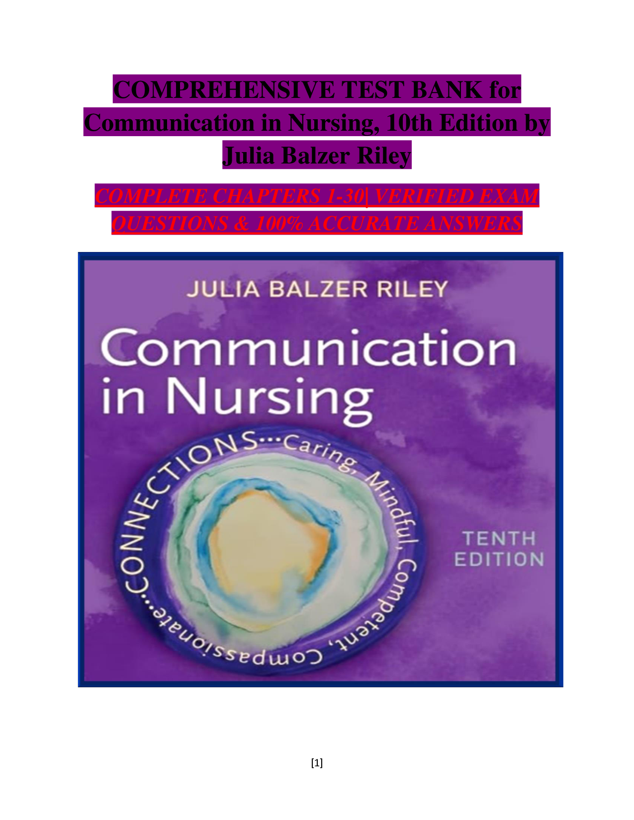 Communication in Nursing, 10th Edition Test Bank