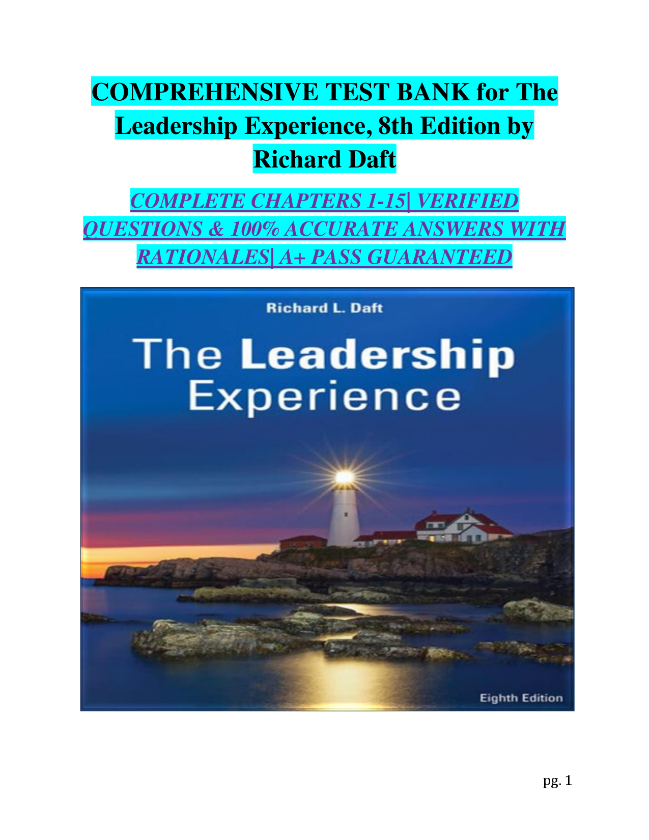 The Leadership Experience, 8th Edition Test Bank by Richard Daft