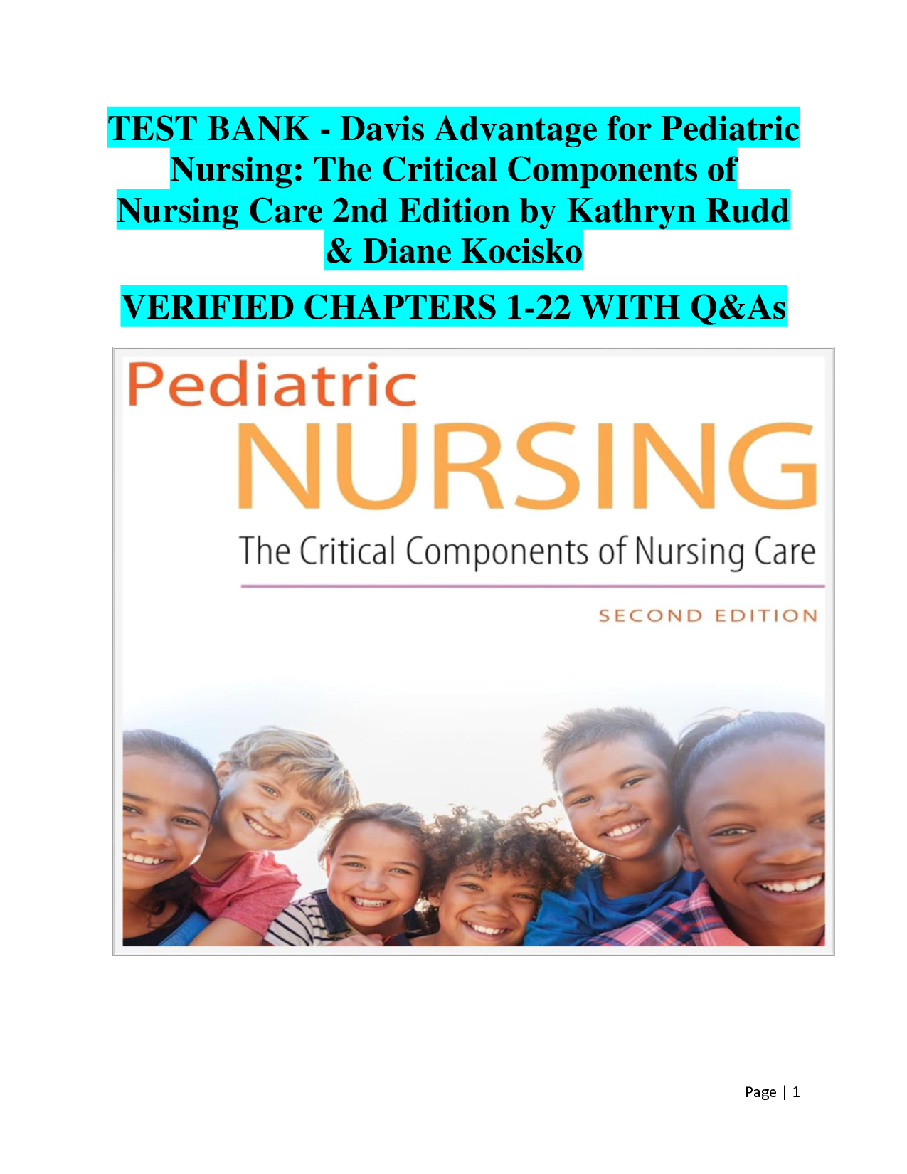 Davis Advantage for Pediatric Nursing: The Critical Components of Nursing Care, 2nd Edition Test Bank