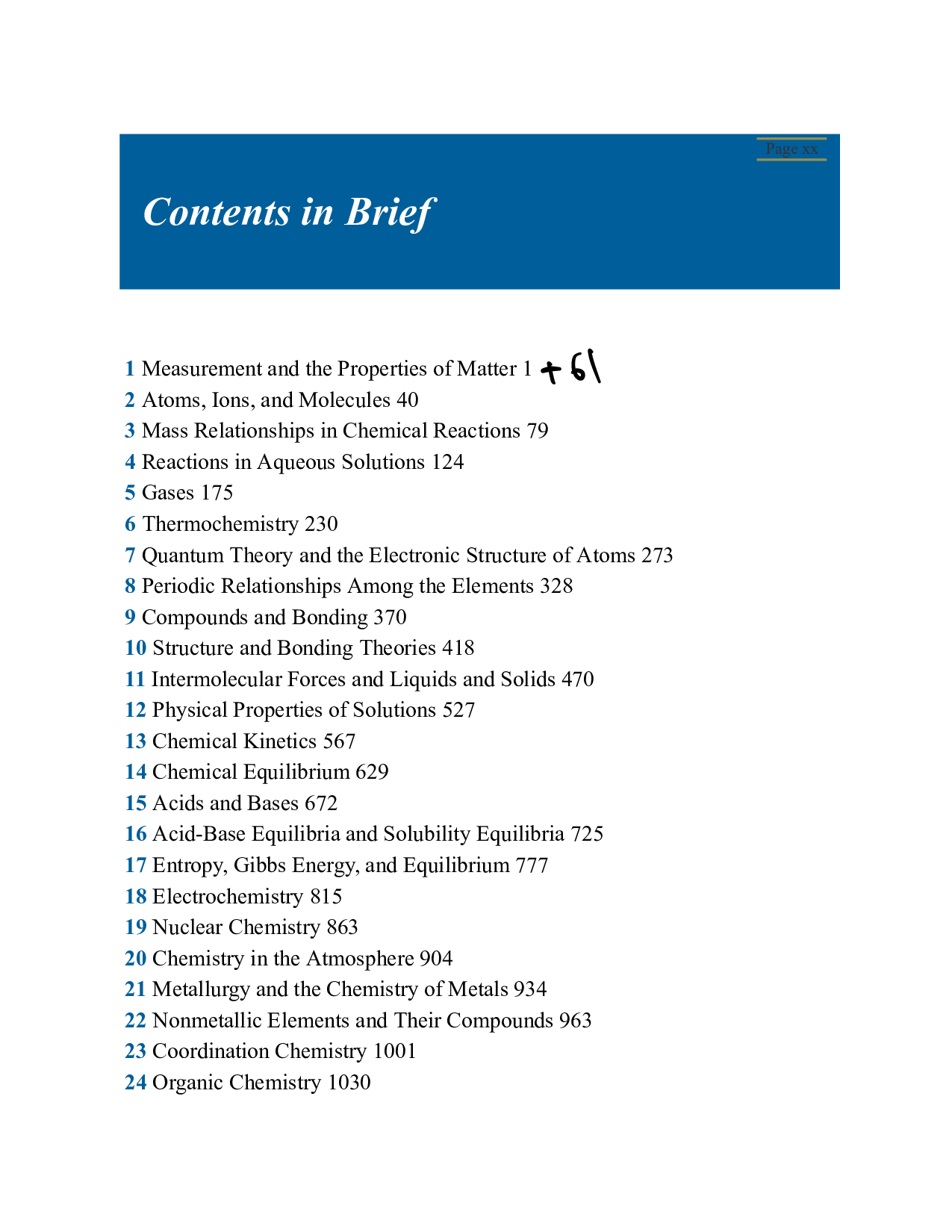Chemistry: The Central Science Table of Contents