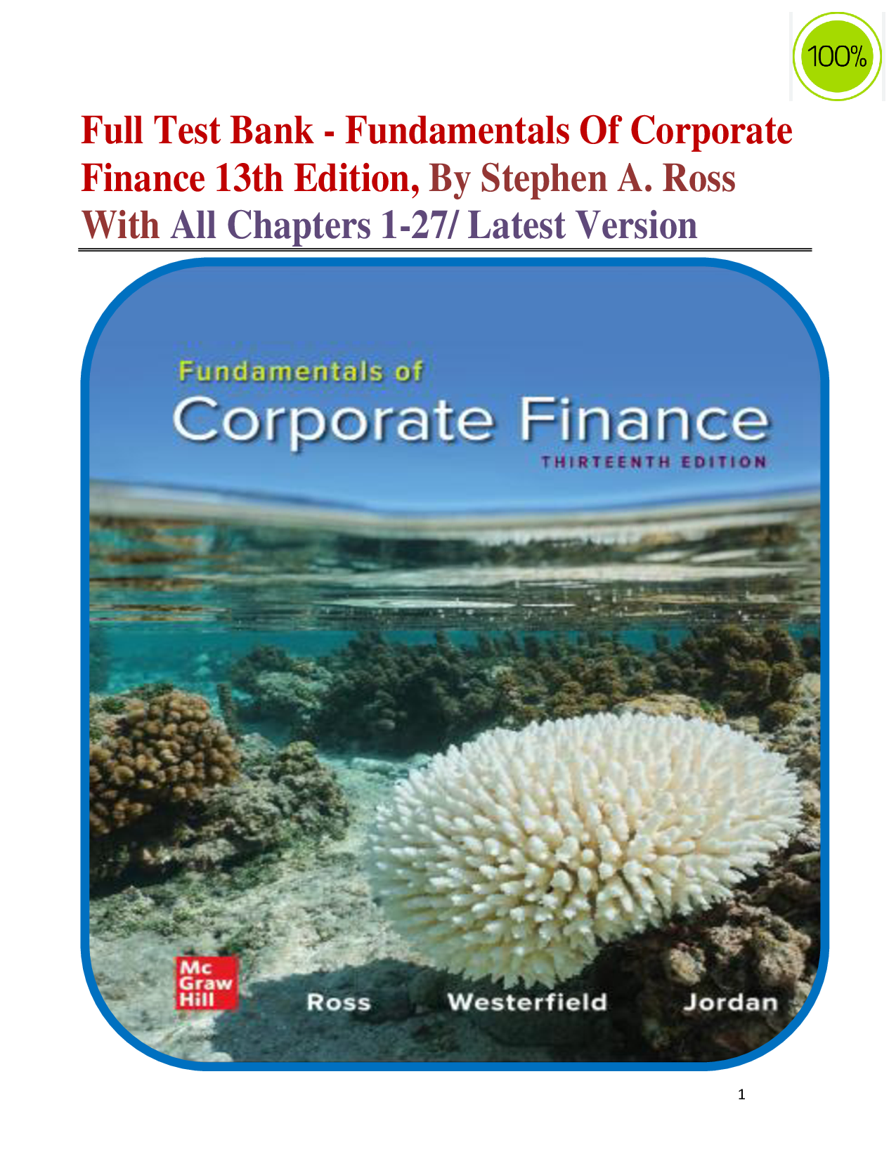 Fundamentals of Corporate Finance, 13th Edition Test Bank