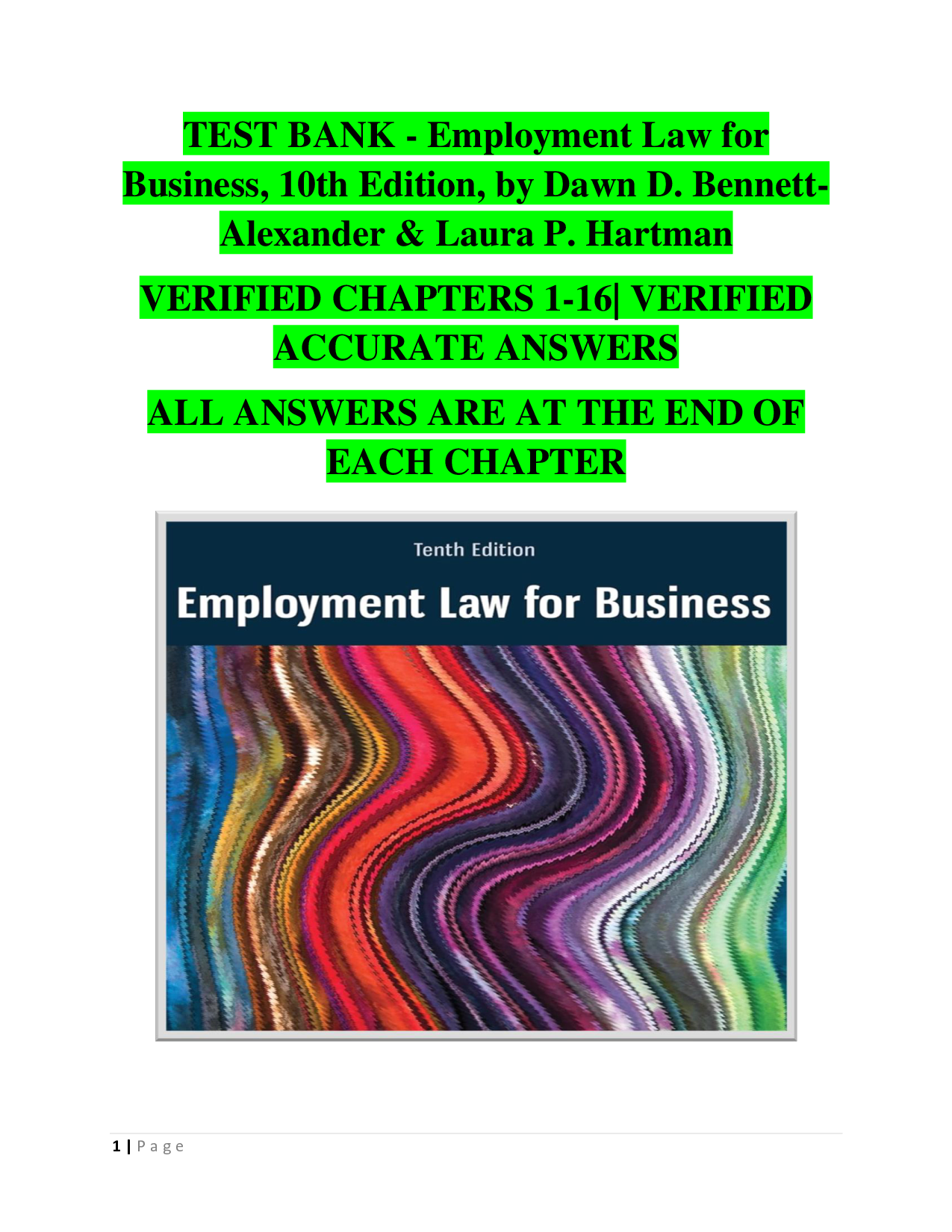 Employment Law for Business, 10th Edition Test Bank