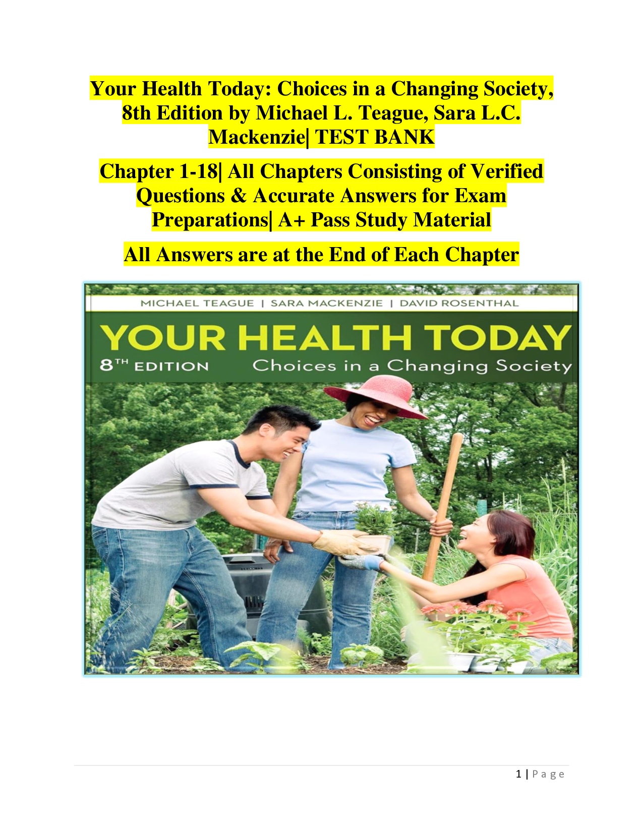 Your Health Today: Choices in a Changing Society, 8th Edition Test Bank