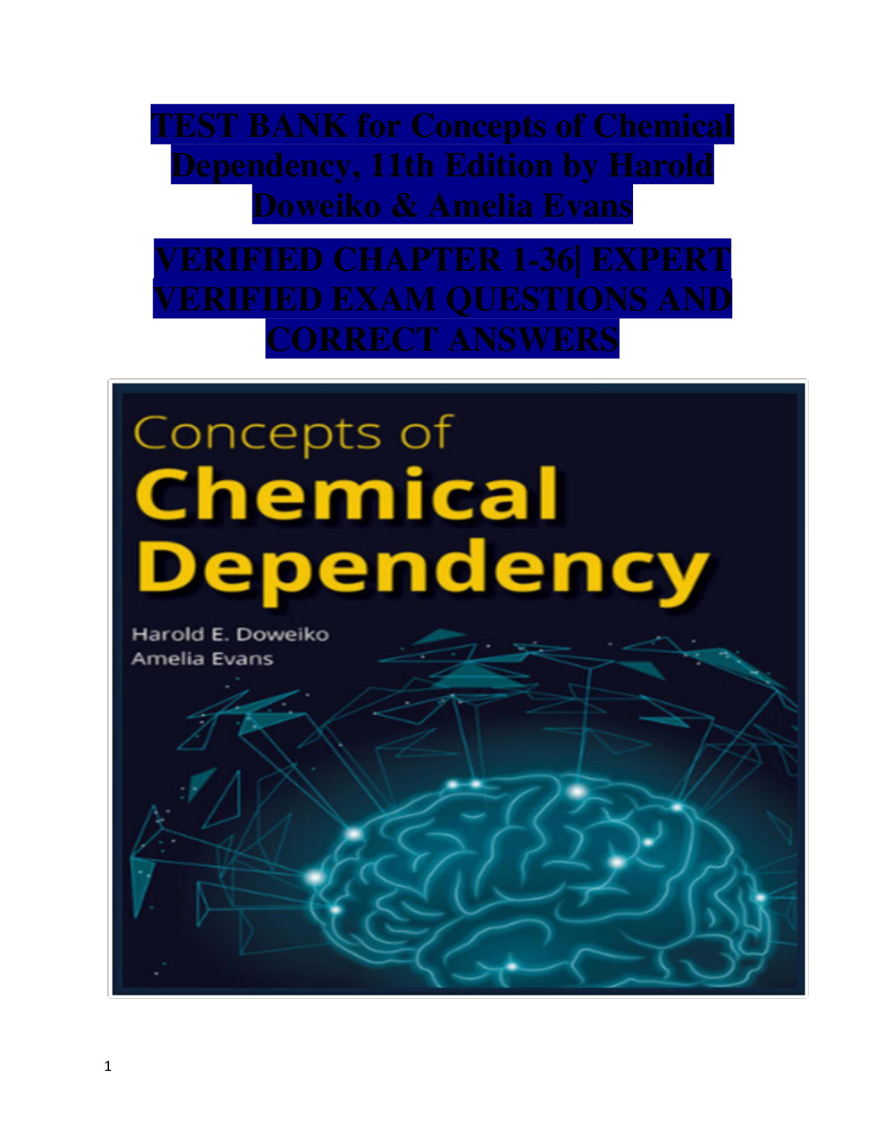 Concepts of Chemical Dependency, 11th Edition Test Bank