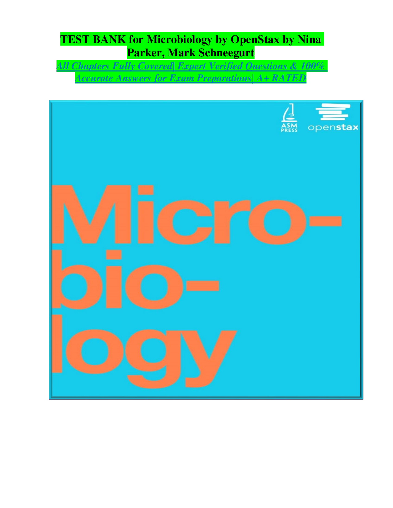 OpenStax Microbiology Test Bank by Parker and Schneegurt
