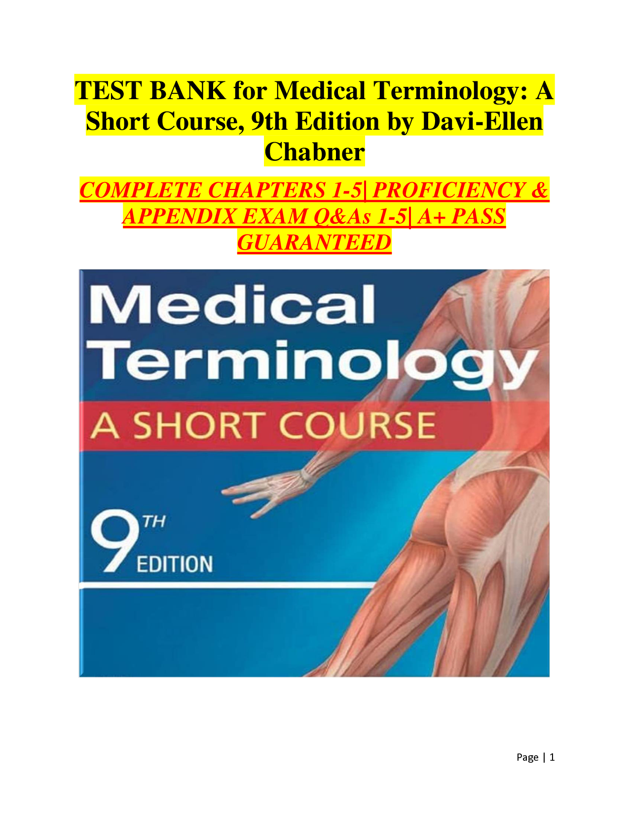 Medical Terminology: A Short Course, 9th Edition Test Bank