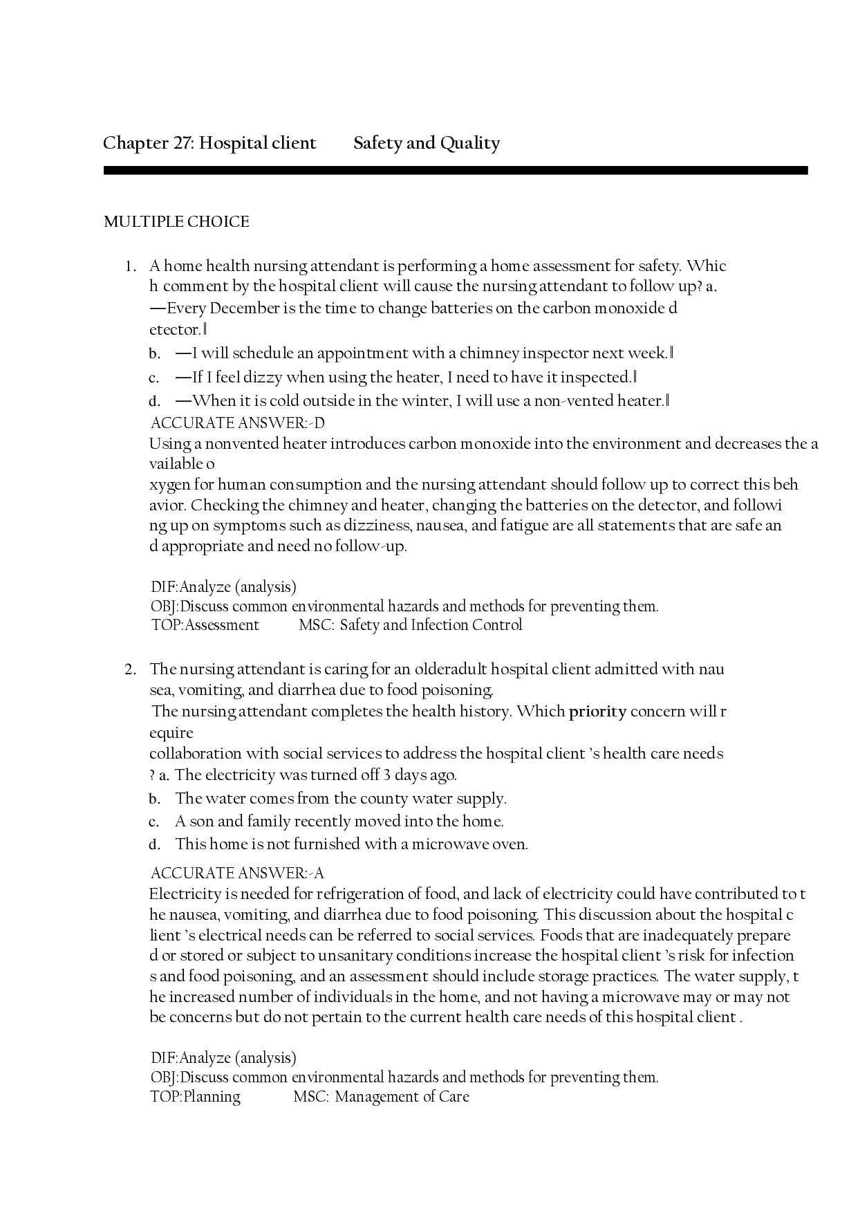 Patient Safety and Quality Practice Questions