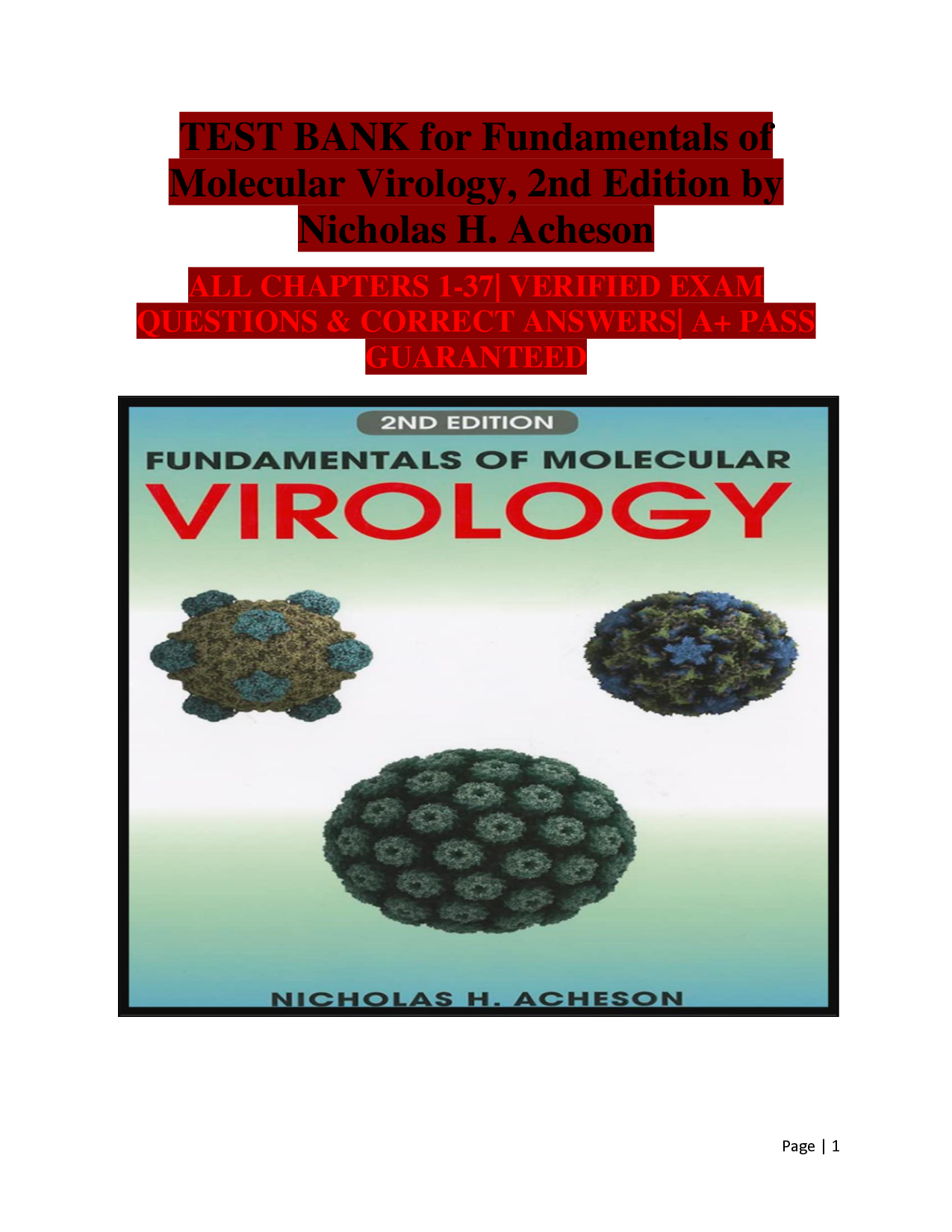Fundamentals of Molecular Virology, 2nd Edition Test Bank