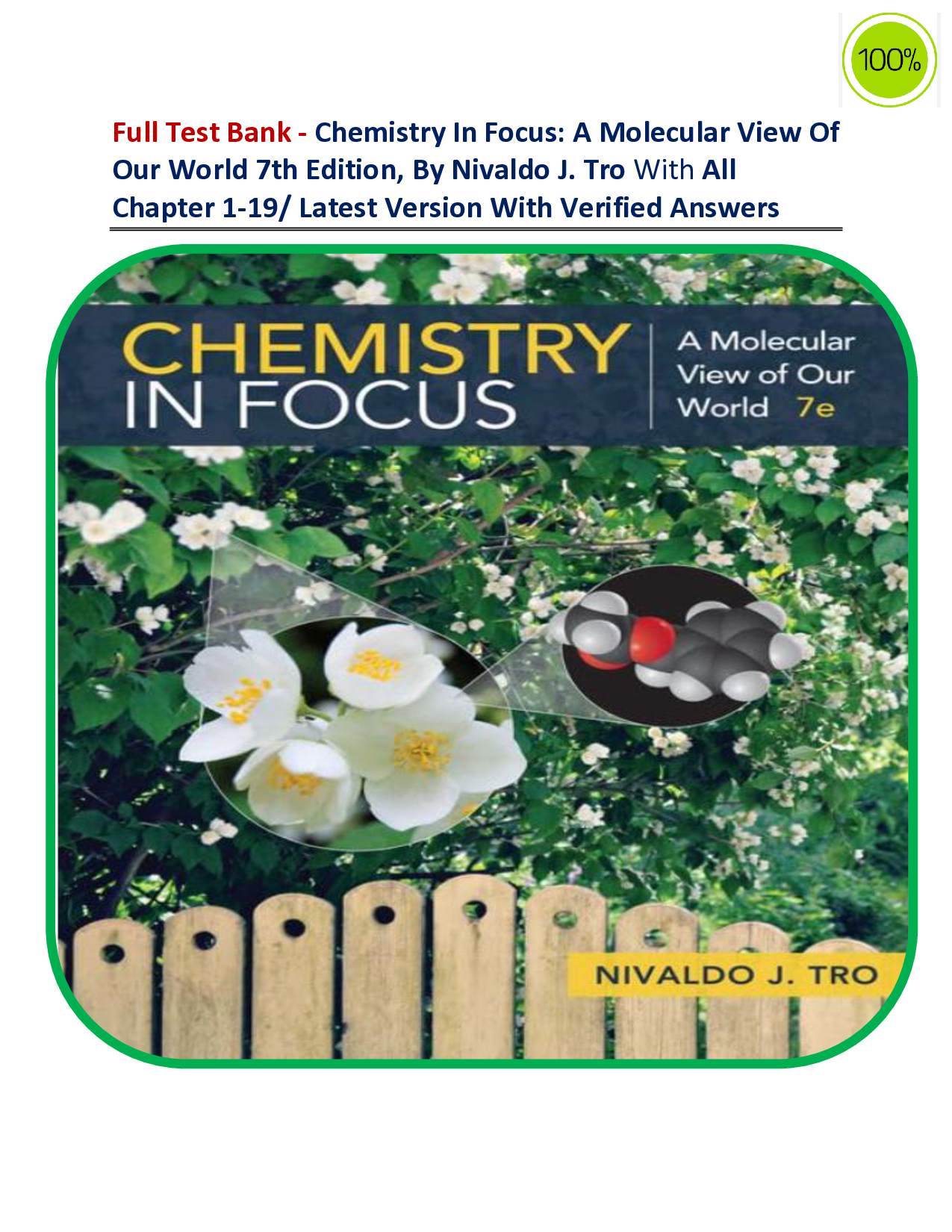 Chemistry in Focus: A Molecular View of Our World, 7th Edition Test Bank