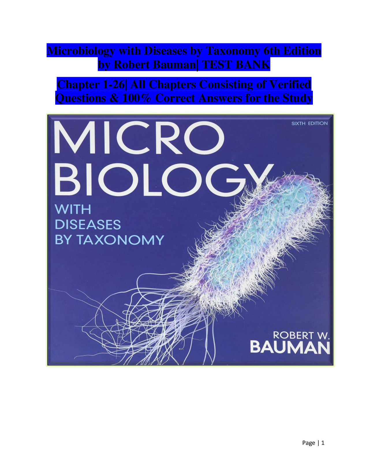 Microbiology with Diseases by Taxonomy, 6th Edition Test Bank