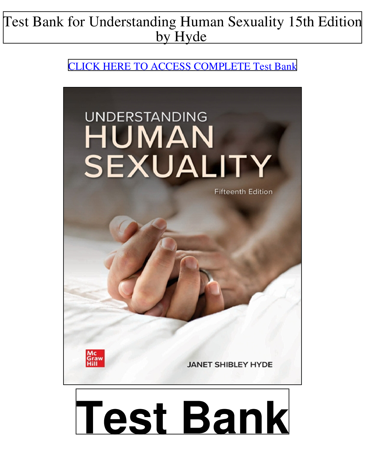 Understanding Human Sexuality, 15th Edition Test Bank