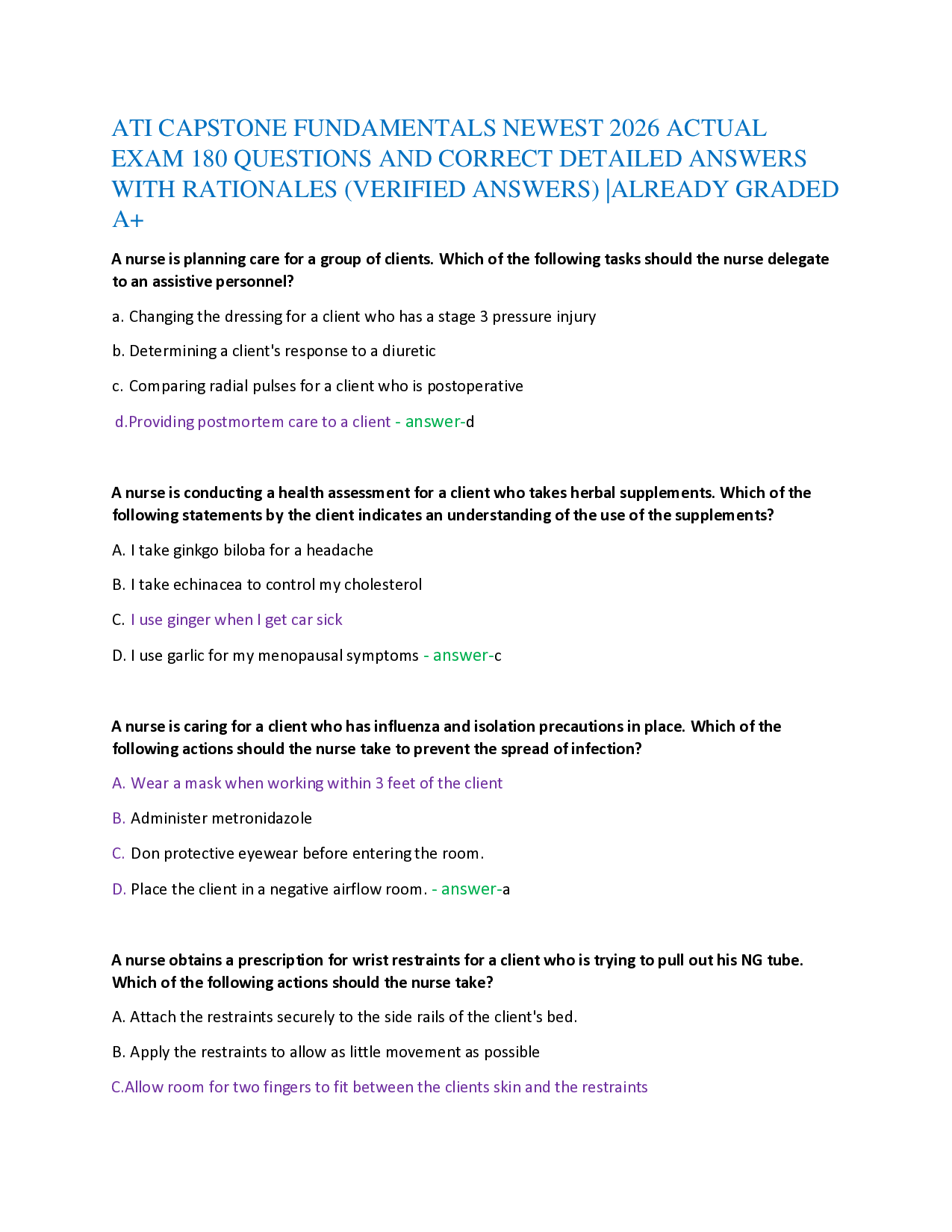 ATI Capstone Fundamentals 2026 Practice Exam