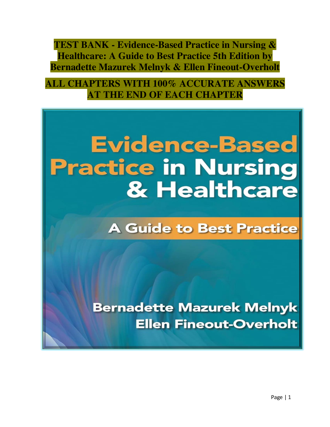 Evidence-Based Practice in Nursing & Healthcare, 5th Edition Test Bank