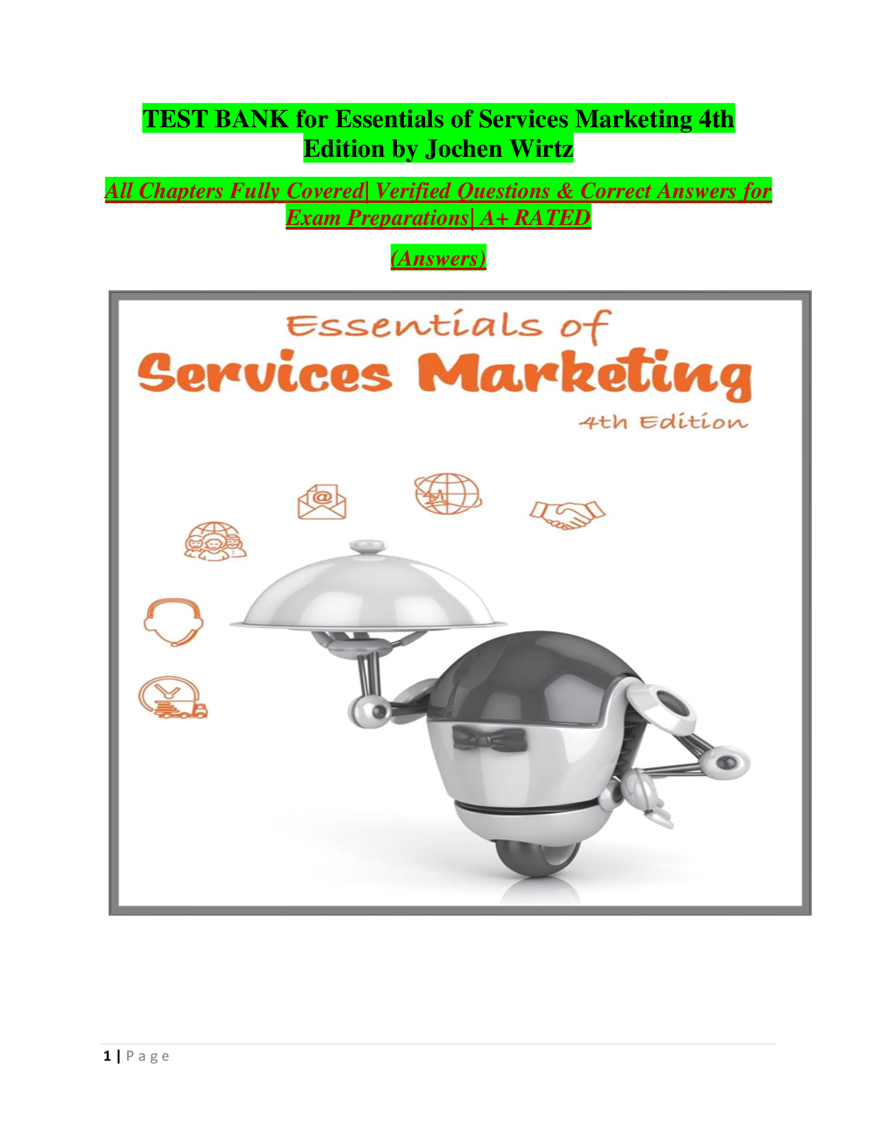 Essentials of Services Marketing, 4th Edition Test Bank