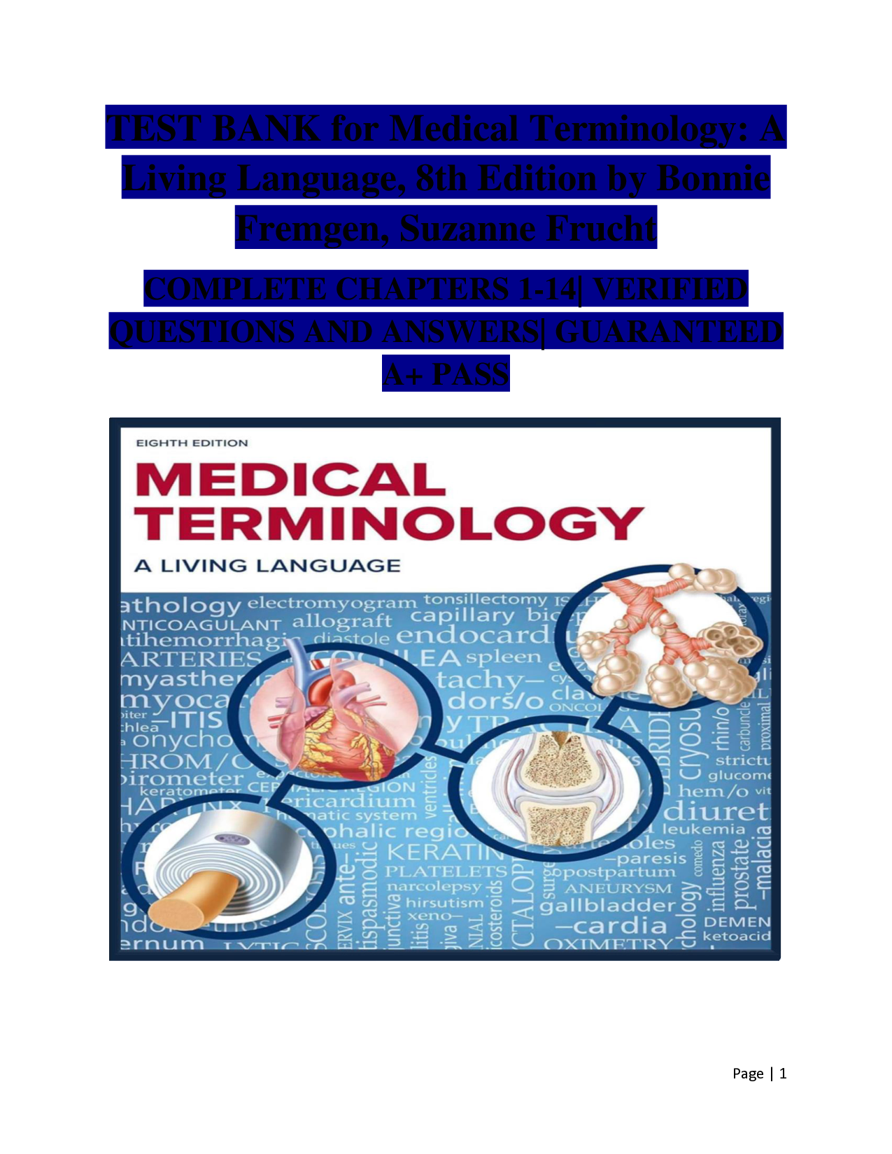 Medical Terminology: A Living Language, 8th Edition Test Bank