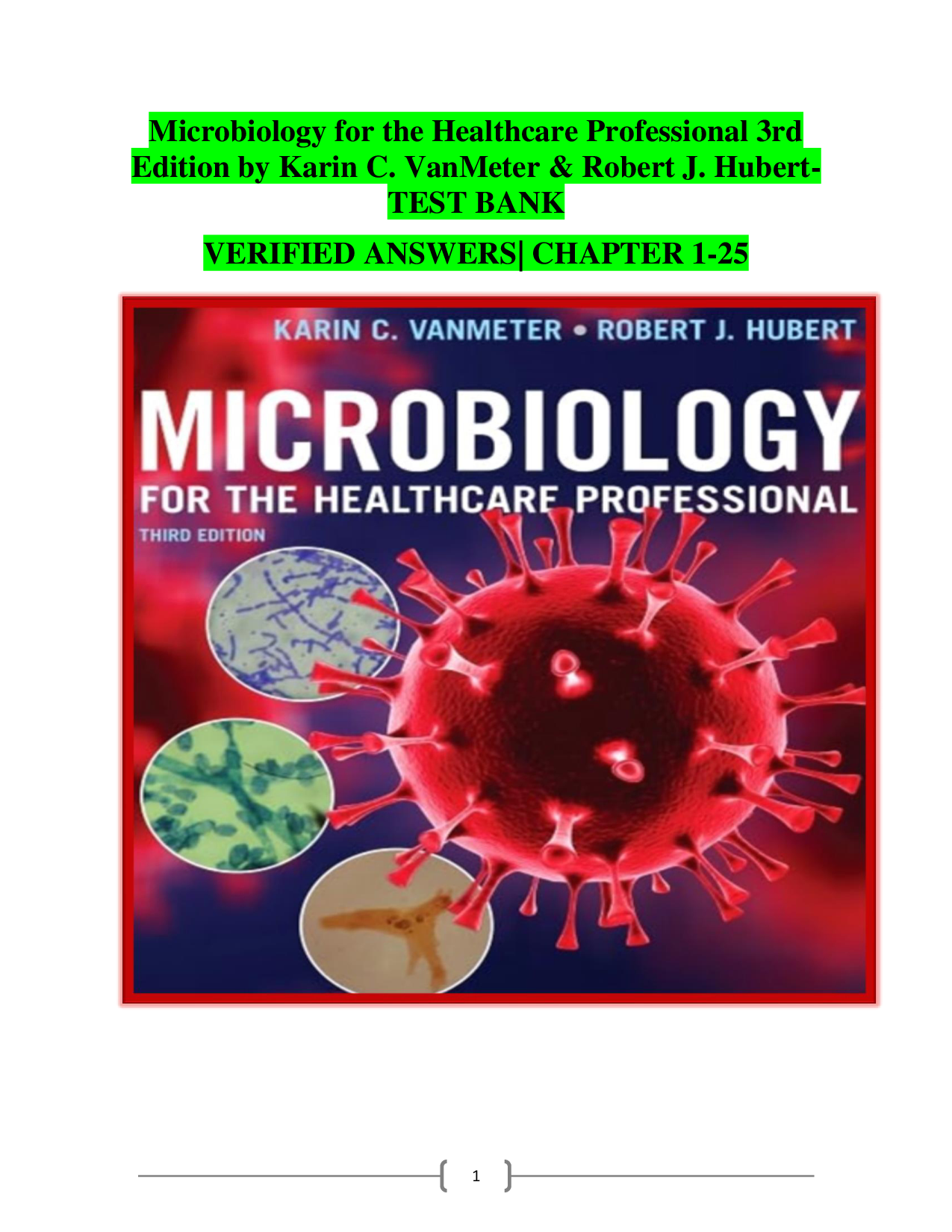 Microbiology for the Healthcare Professional, 3rd Edition Test Bank