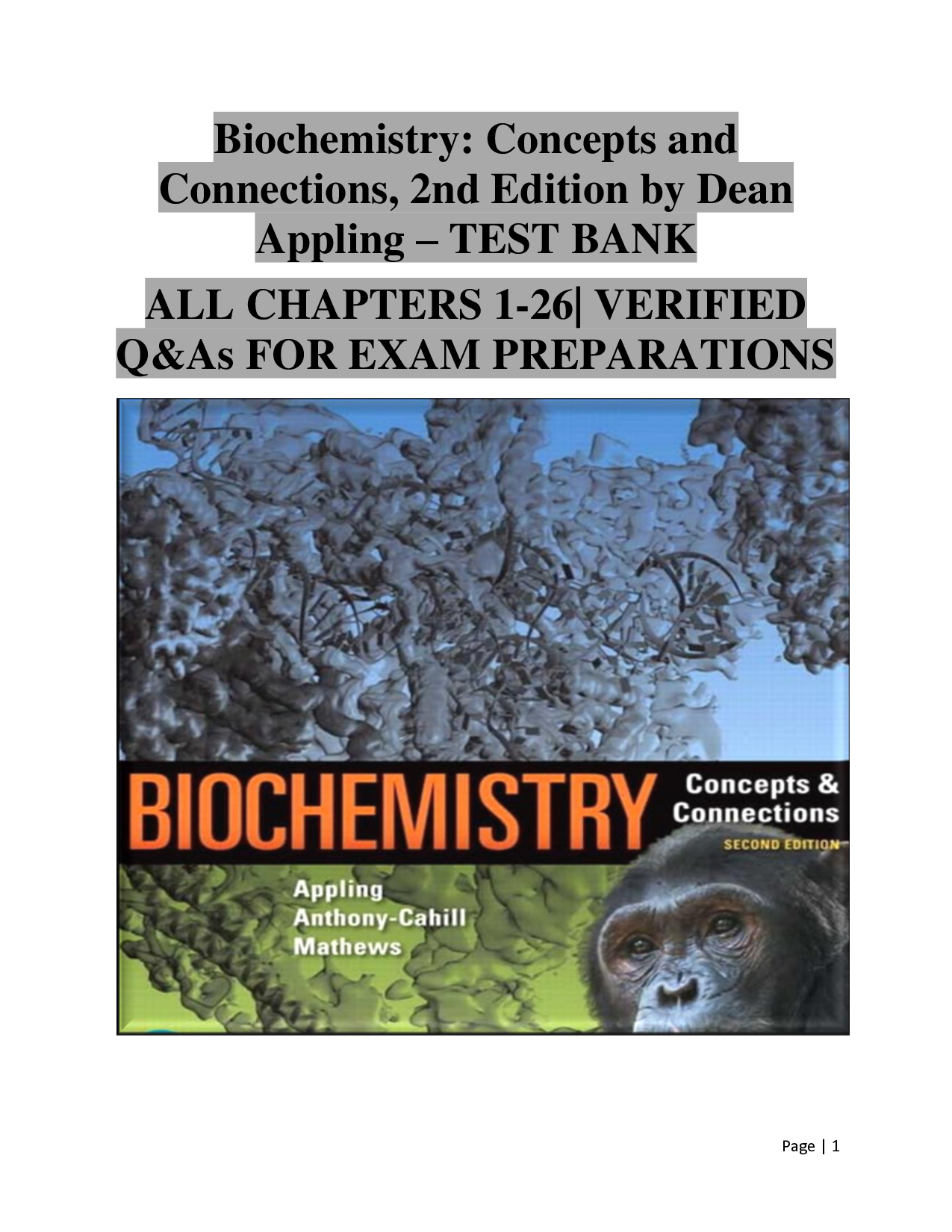 Biochemistry: Concepts and Connections, 2nd Edition Test Bank