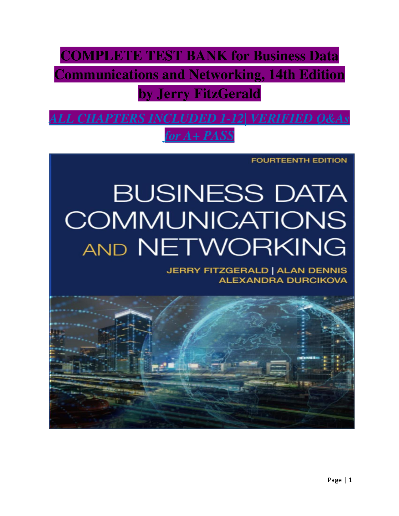 Business Data Communications and Networking, 14th Edition Test Bank