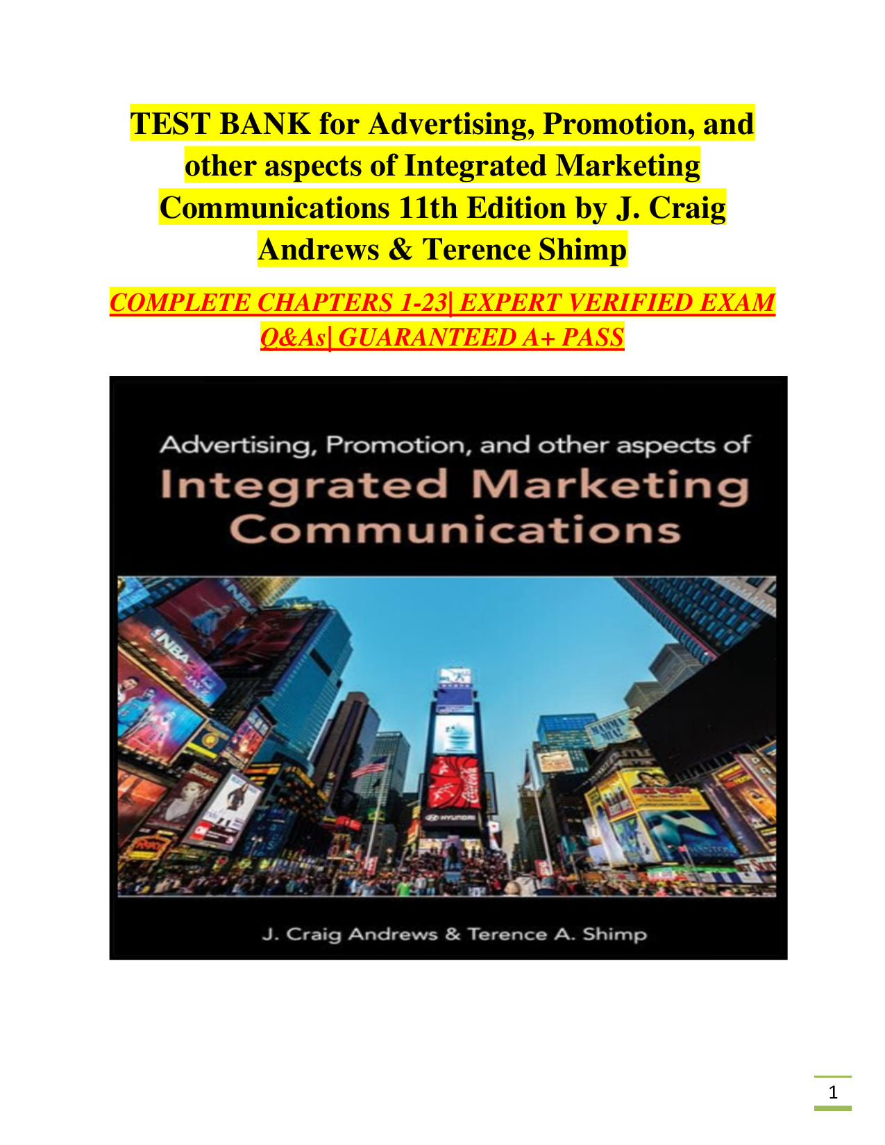 Advertising, Promotion, and Integrated Marketing Communications, 11th Edition Test Bank