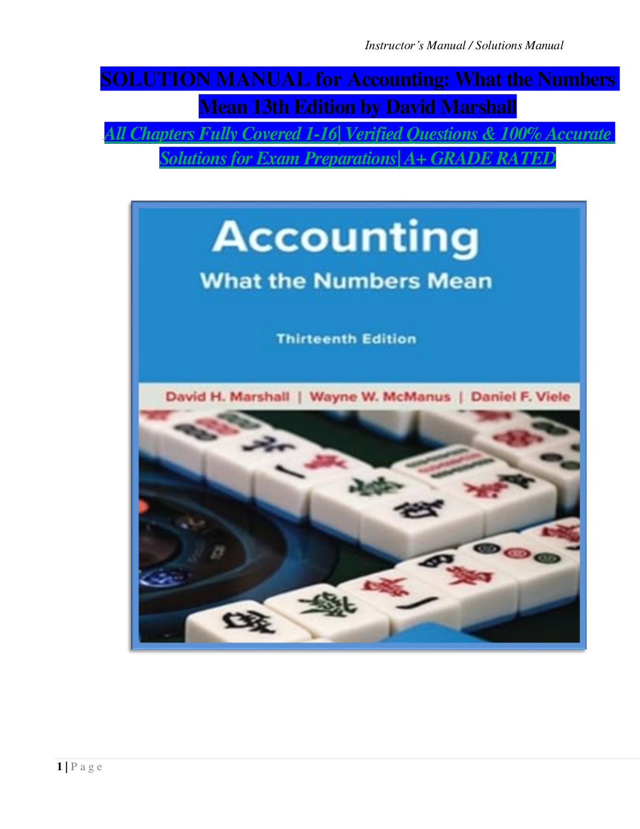 Accounting: What the Numbers Mean, 13th Edition Solutions Manual