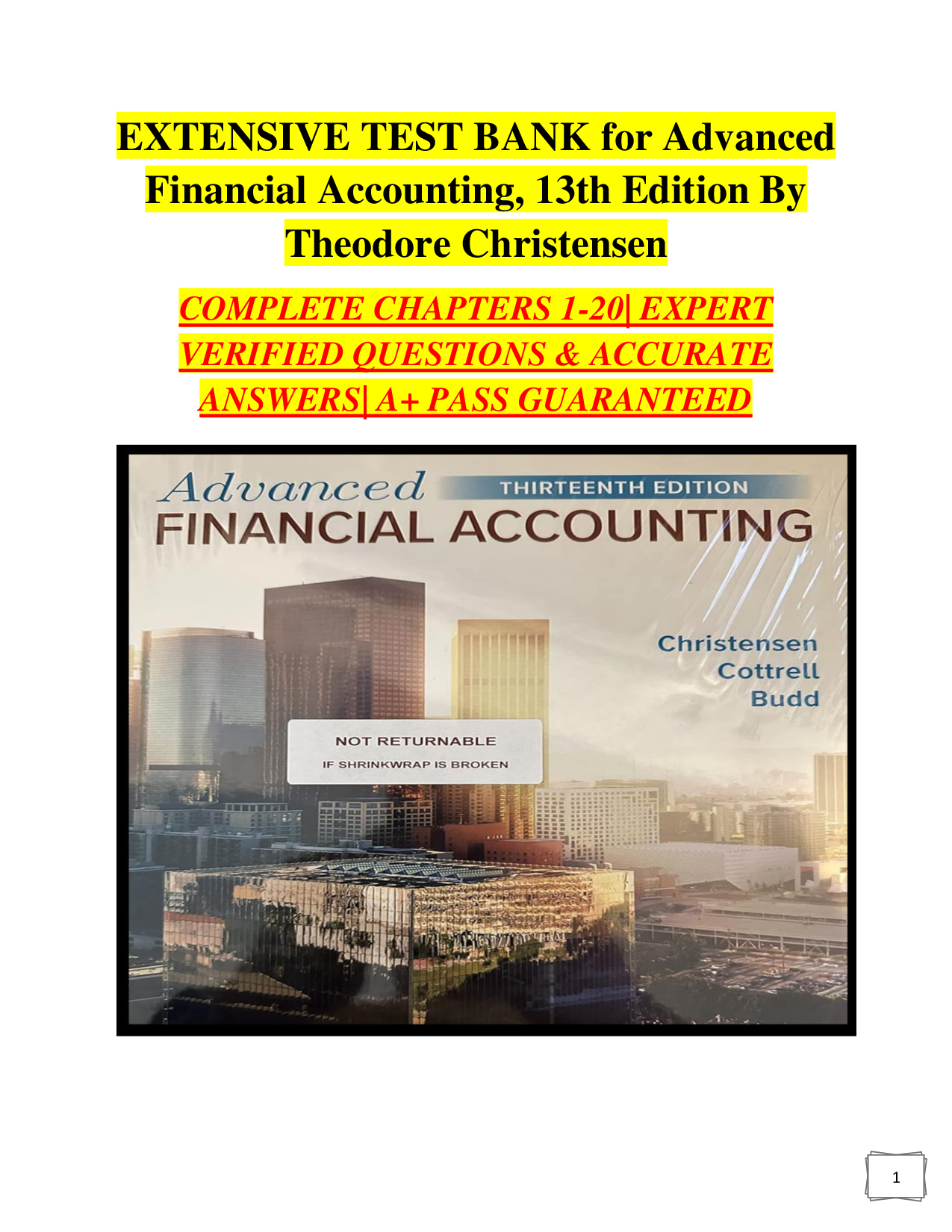 Advanced Financial Accounting, 13th Edition Test Bank